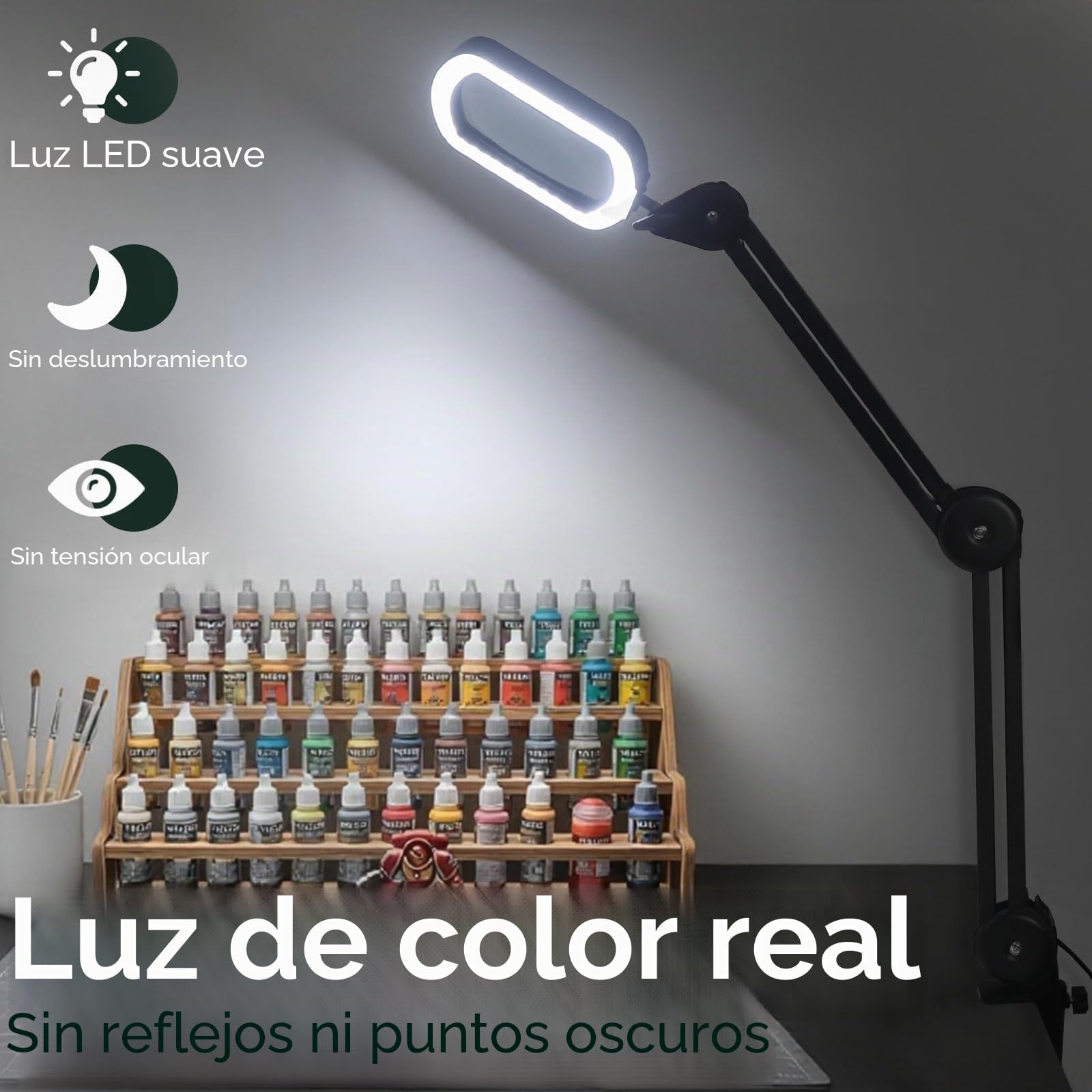 Lupa Rectangular con luz y Soporte – Lente de Vidrio 10X,Vista panorámica, Lupa con luz led para Manualidades,Soldadura, Bricolaje, área de visión más Amplia, Larga Distancia de Trabajo | Visión panorámica, 10 lentes de cristal, electrónica y manualidades