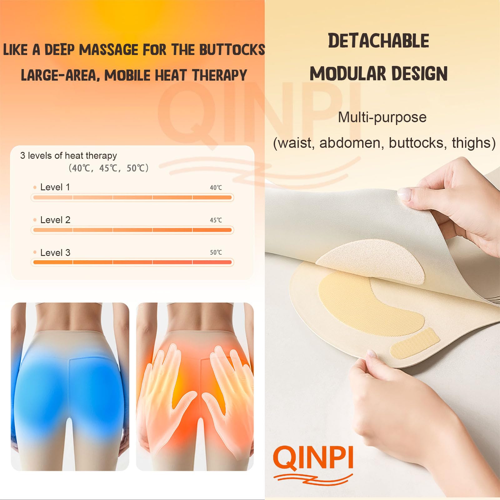 HIPS Trainer, con Cinghia di Estensione, Macchina indossabile per Il Sollevamento dei Glutei, apparecchio Fitness Wireless Intelligente, 3 impostazioni di Temperatura: 40℃/45℃/50℃