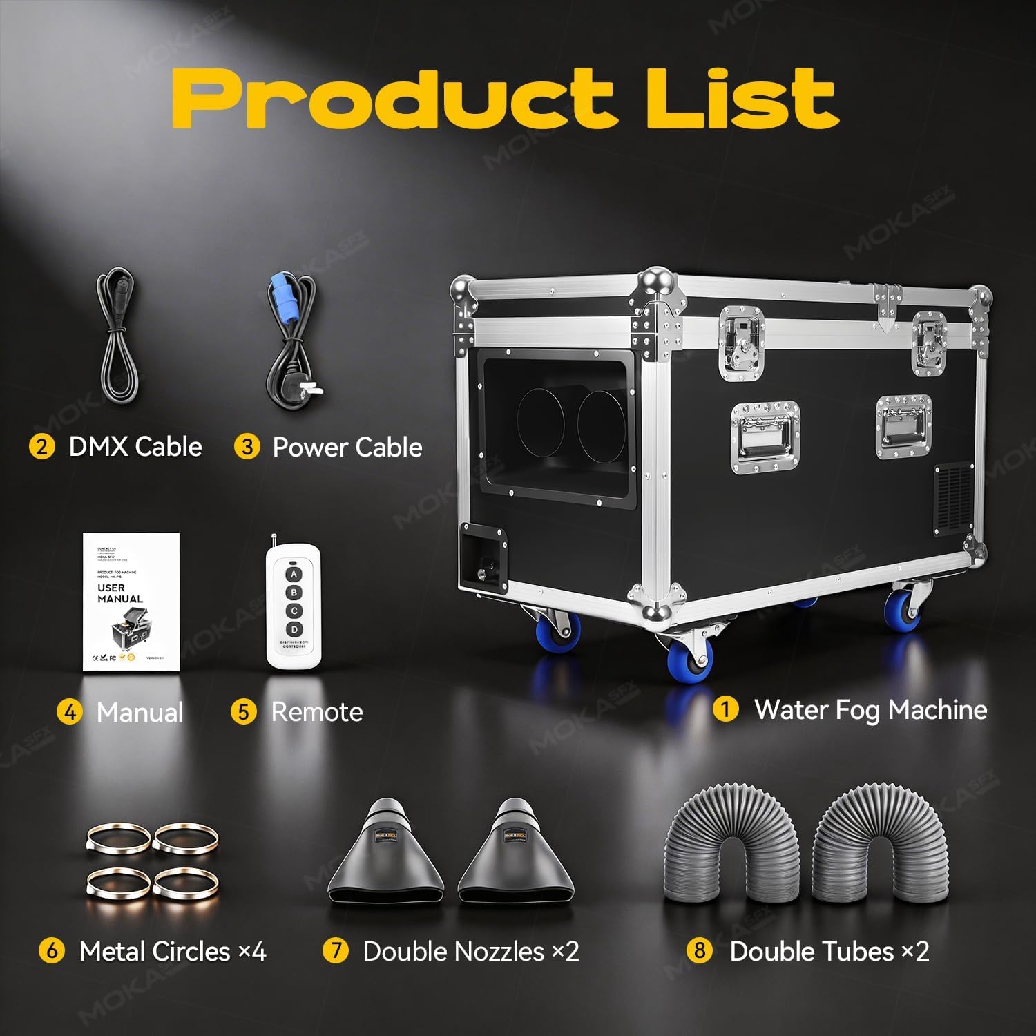 MOKA SFX Low Lying Fog Machine 3000w WaterBase Smoke Machine Dry Ice Effect Haze Machine DJ Water Fog Haze 2 Big Water Tanks with Outlet (3000w fogger)