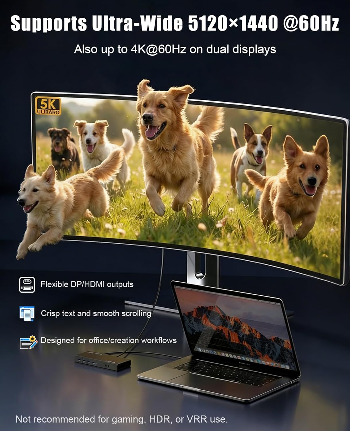 WAVLINK Pro Dual 4K@60Hz Universal Docking Station | USB 3.0/USB-C Laptop Dock for Mac & Windows | 2 HDMI/DP Monitors, Gigabit Ethernet, 6 USB 3.0 | Home Office & Multi-Screen Productivity.