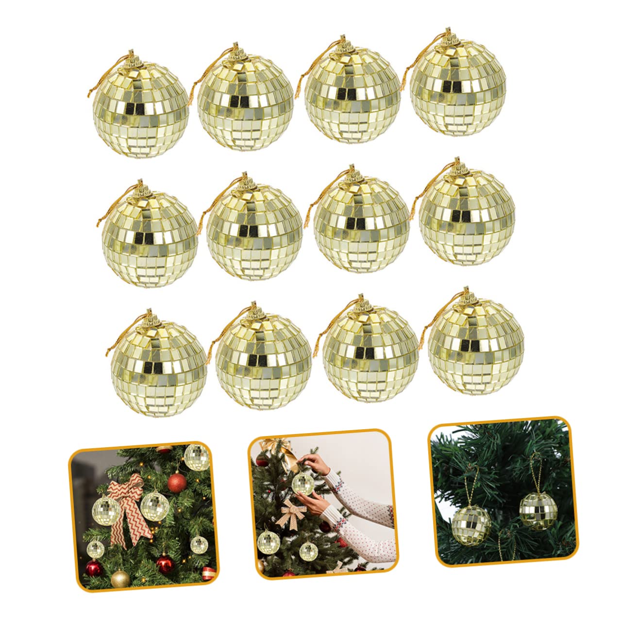 Abaodam Small Disco Ball Mirror Balls 12pcs Reflective Christmas Tree Ornaments Xmas Decor