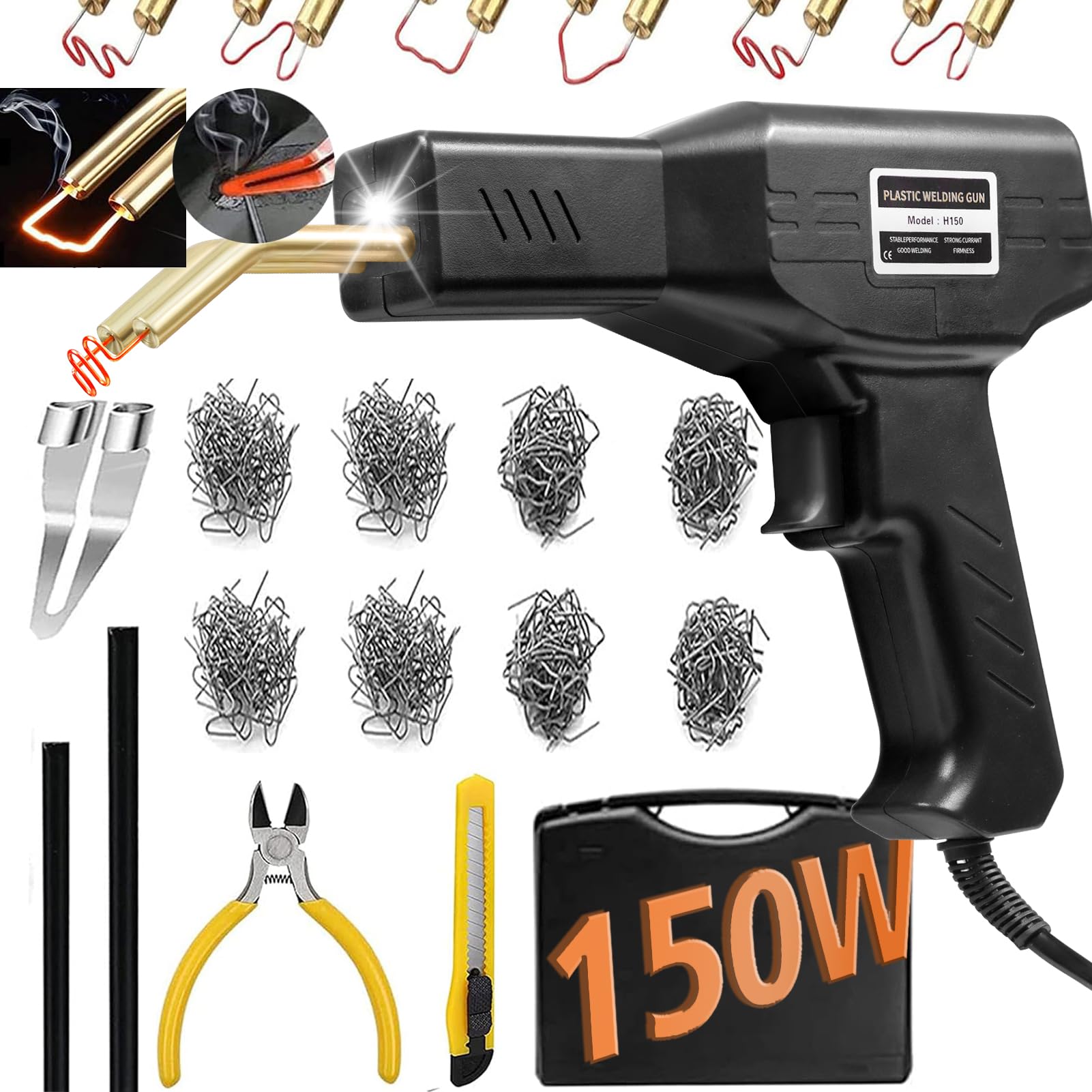 Kit Soudure Plastique YIHUA Avec Lumière LED - 200 Agrafes Pour Réparation Pare-chocs