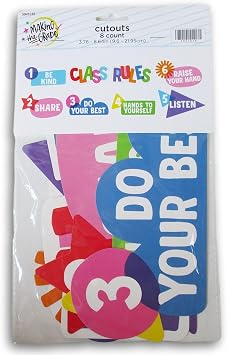 Class Rules -Listen, Do Your Best, Be Kind -Classroom School Cutouts - 8 Pieces