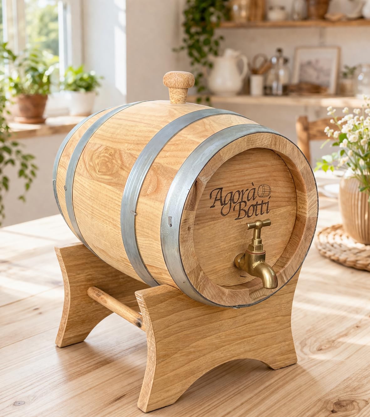 Botte di Castagno da 3 Litri con Rubinetto di Ottone - Nuova Produzione