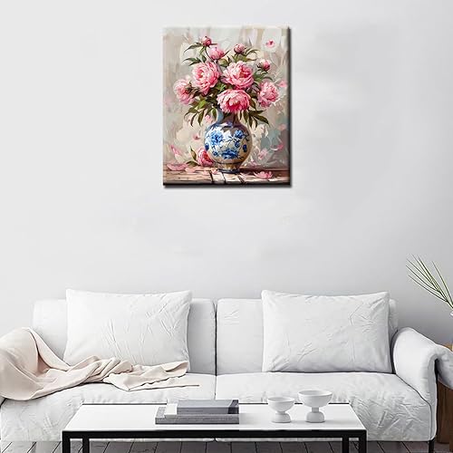 Miniatura 10 de Tucocoo Pinturas acrílicas de bricolaje para decoración de habitaciones, un ramo de flores, pintura por número para adultos, principiantes,