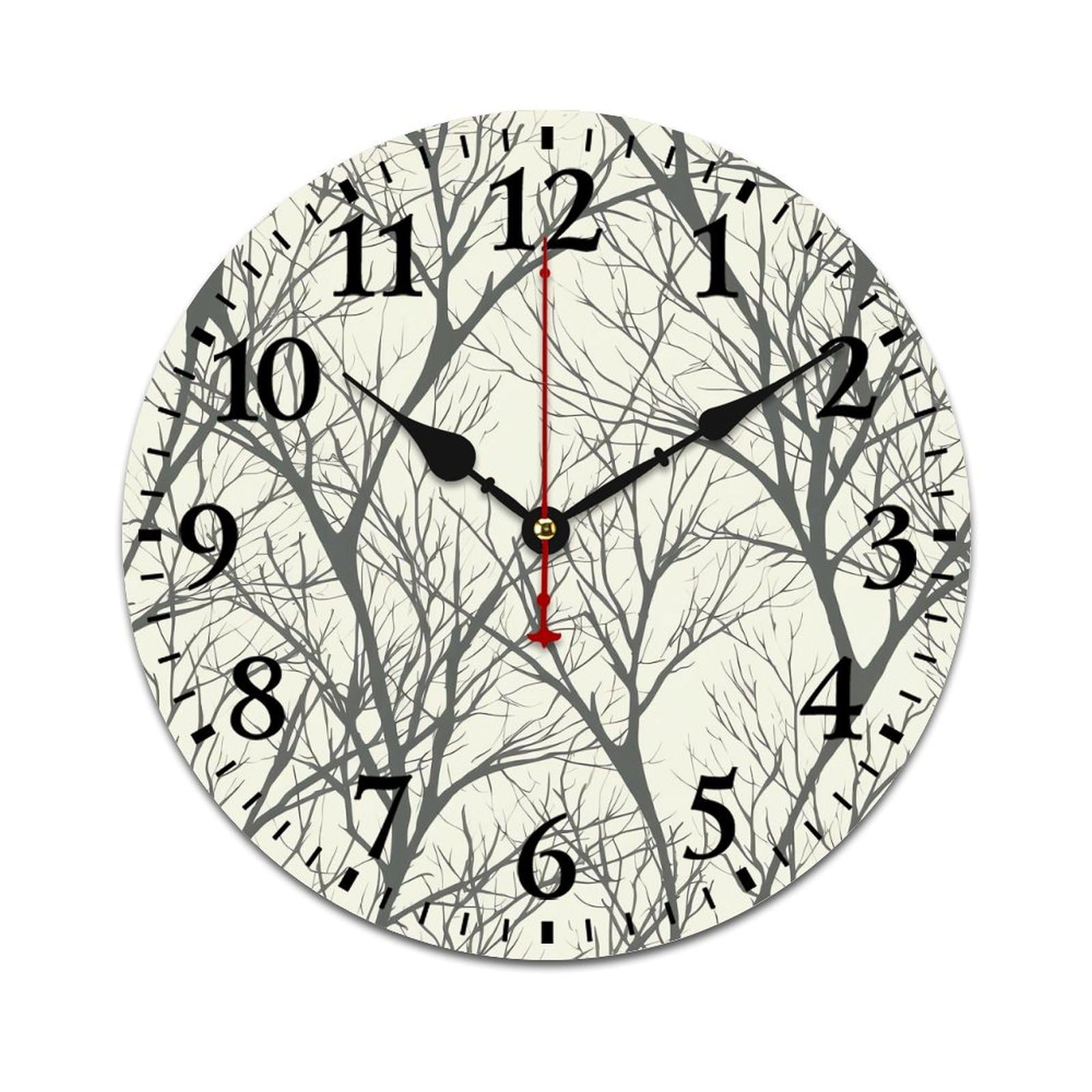 NTVOWPZO 10 Inch Wall Clock Wooden Tree Branch Battery Operated Wall Clocks Silent Non-Ticking Square Wall Clock for Living Room Kitchen Home Office Wall Decorative Clocks