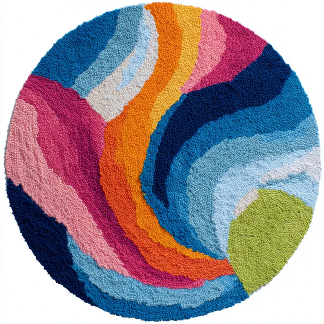 Rqwybcaxn DIY Latch Hook Rug Making Kits for Adults Crochet Hooks Set Colorful Patterns 50x50cm Round Tapestry with Crochet Hook Living Room Craft Gift