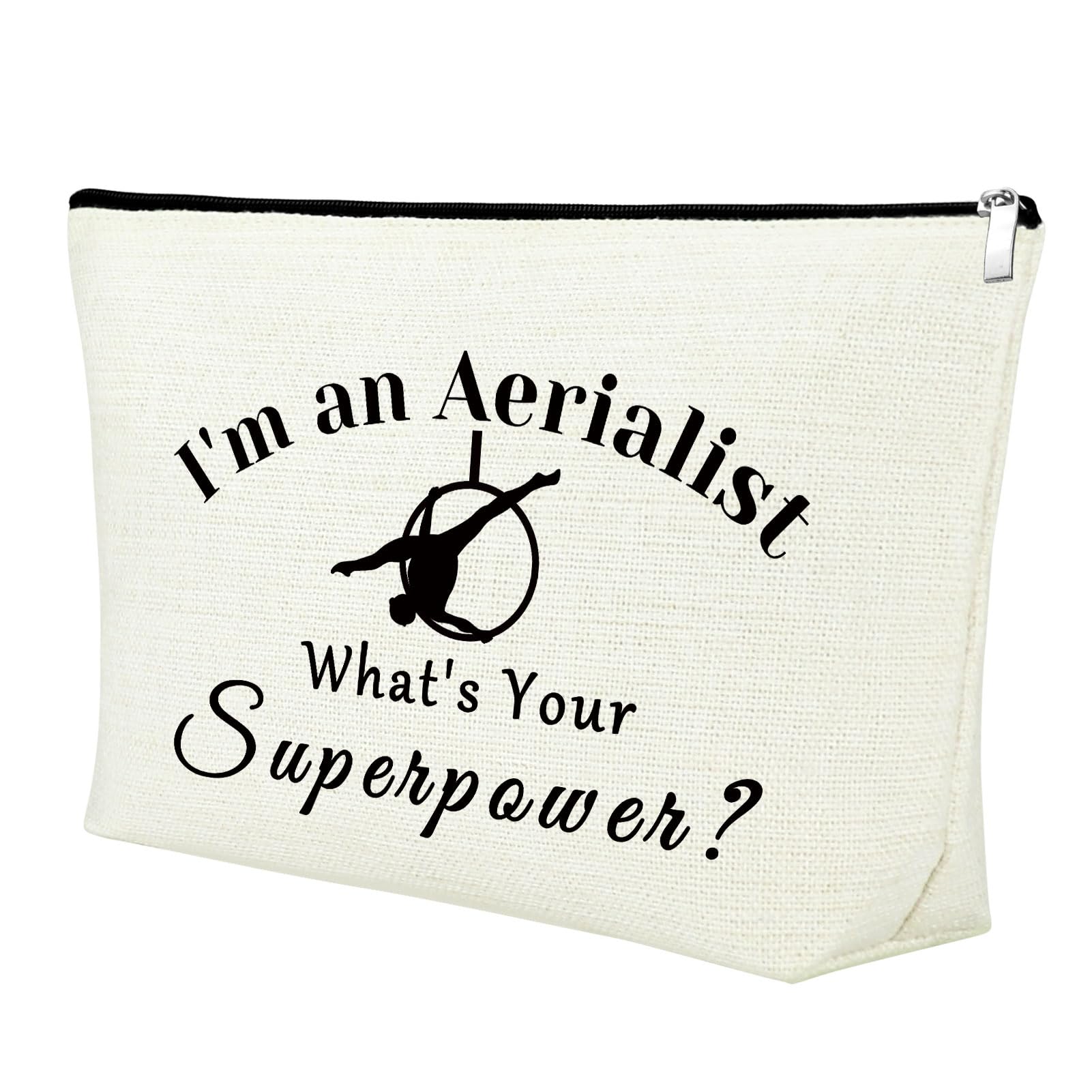 Mxrymvu Aerialist Gift Makeup Bag Aerialist Yogi Dancer Gift Aerial Yoga Gifts Aerial Silks Dancer Cosmetic Bag Zipper Pouch Bag Gymnastics Gift for Girls Friend Sister Birthday Christmas Gift