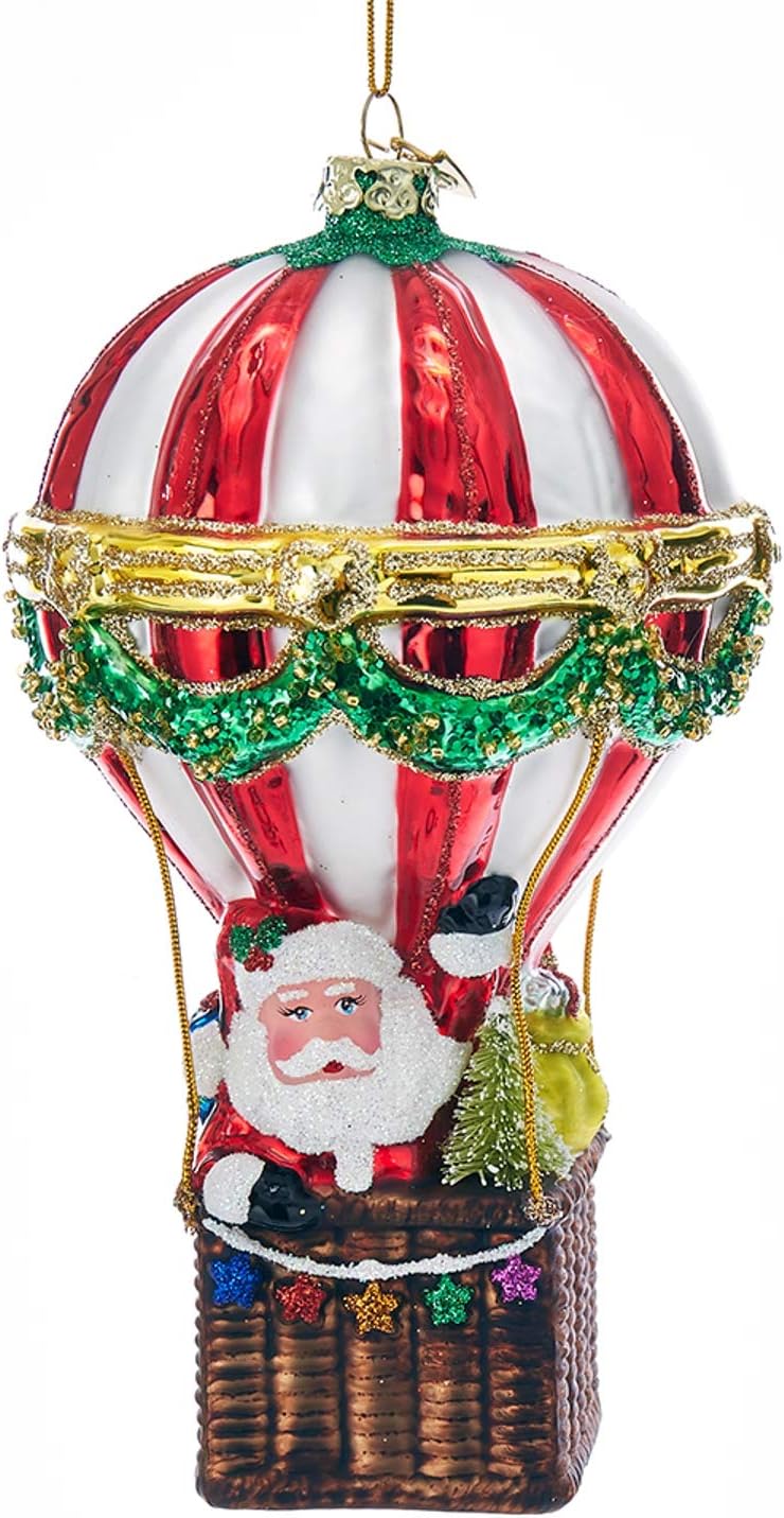 Noble Gems™ Santa Hot Air Balloon Glass Ornament,Christmas