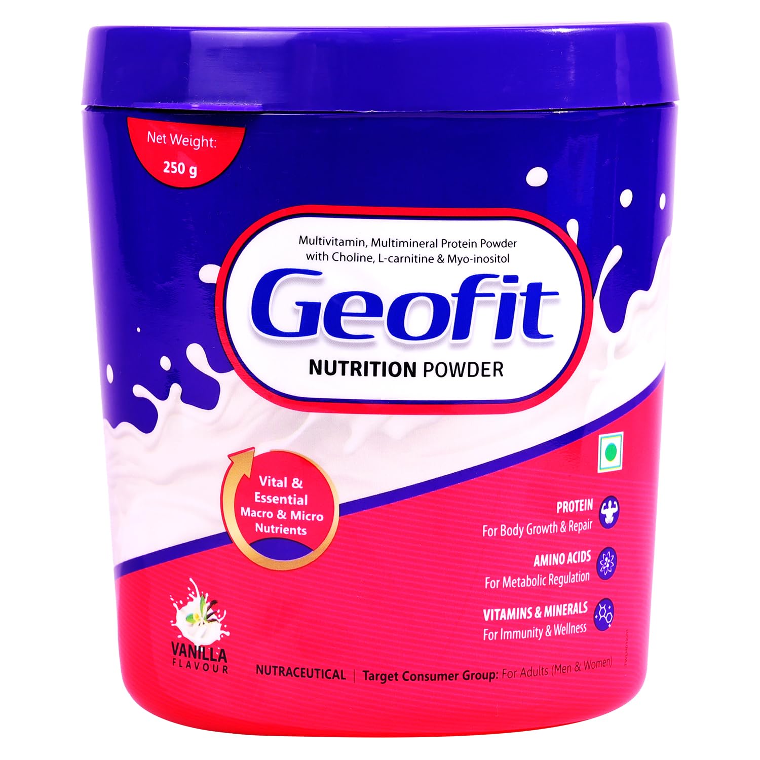 Geofit Vanilla Nutrition Powder - 250g | Power-Packed with Organic Ingredients | Builds Muscle, Boosts Energy | Helps in Weight Management | Made with Milk Powder, Sucrose & Maltodextrin | Chocolate Flavor-image-3