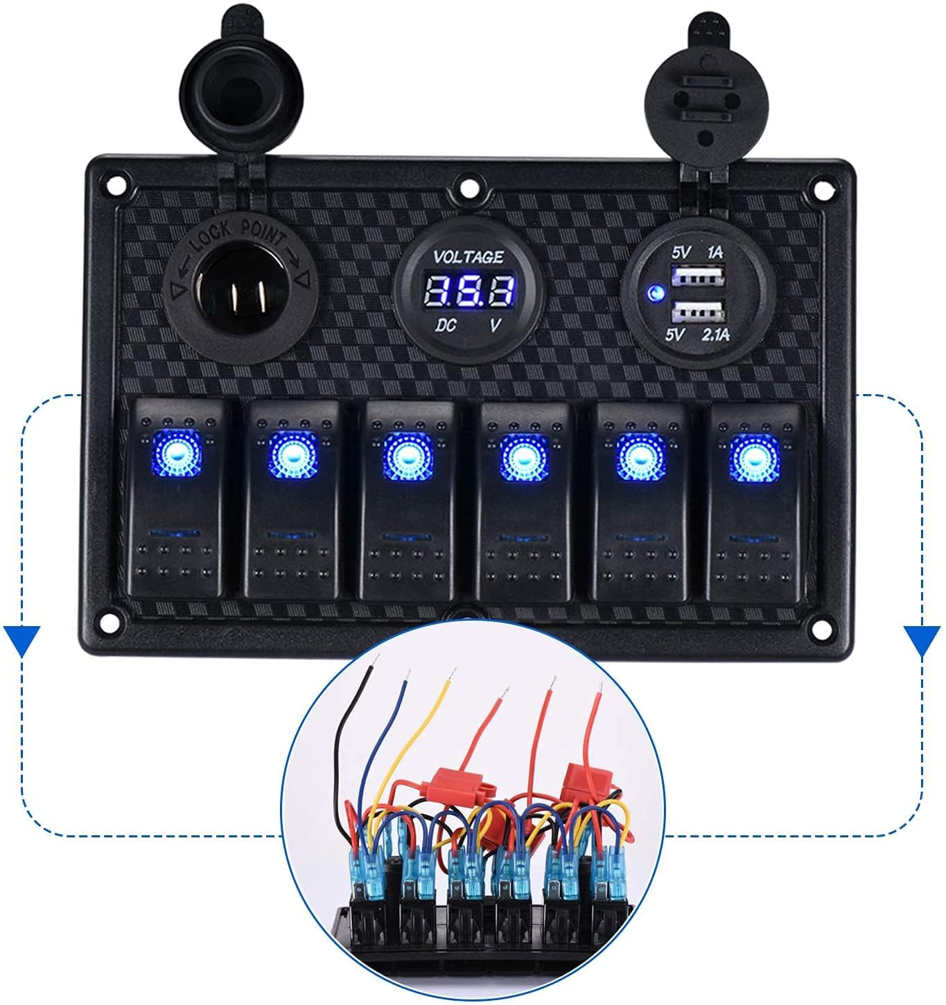 2X Barca Auto Marine Rocker Interruttore Pannello 8 Gang 3PIN & Interruttore Di Sovraccarico Protezione Impermeabile - Foto 10