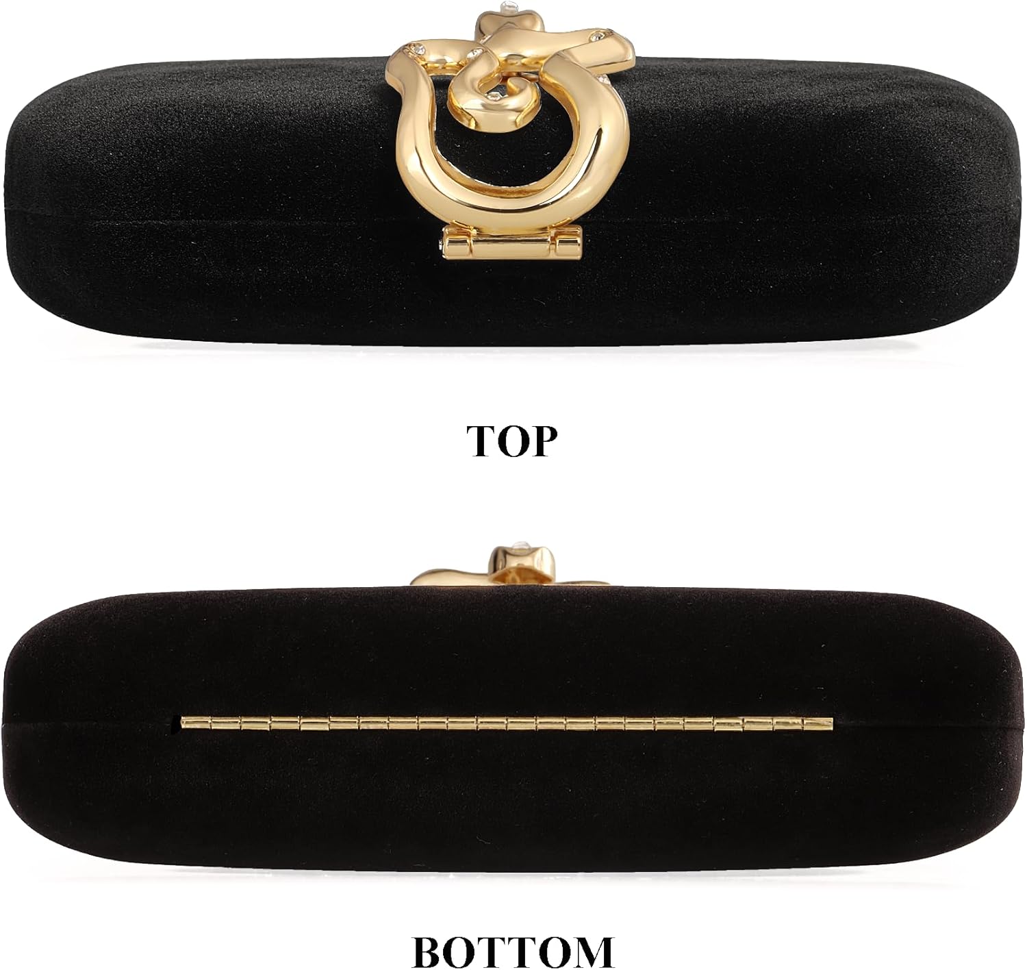 Velvet Evening Clutch Purse for Women-Snake Clasp Formal Handbag,Hard Shell Design Bag for Weddings, Parties, Prom - Image 5