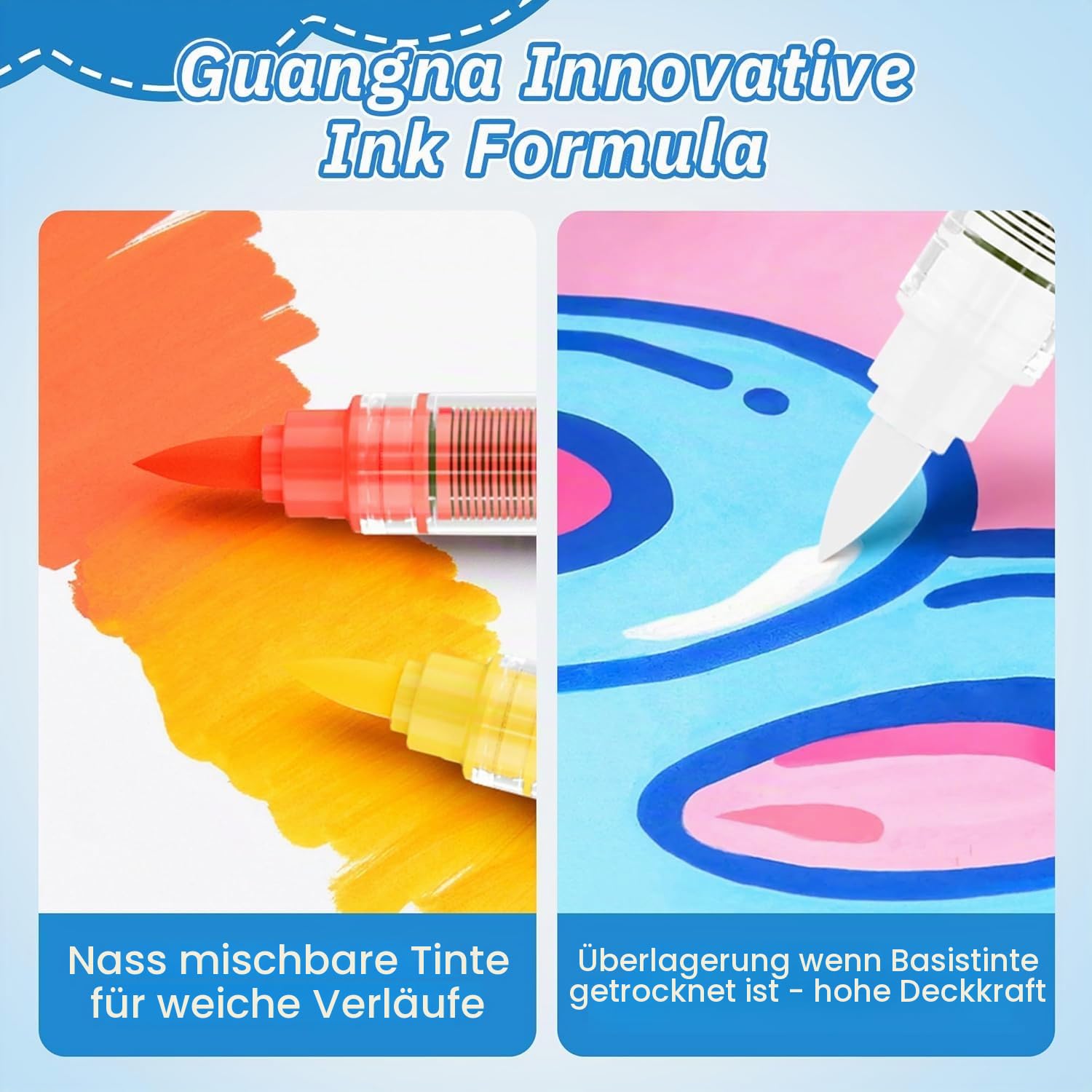 Guangna Acrylstifte Marker Set für Stoff, Leinwand, Glas, Holz und Papier (288)