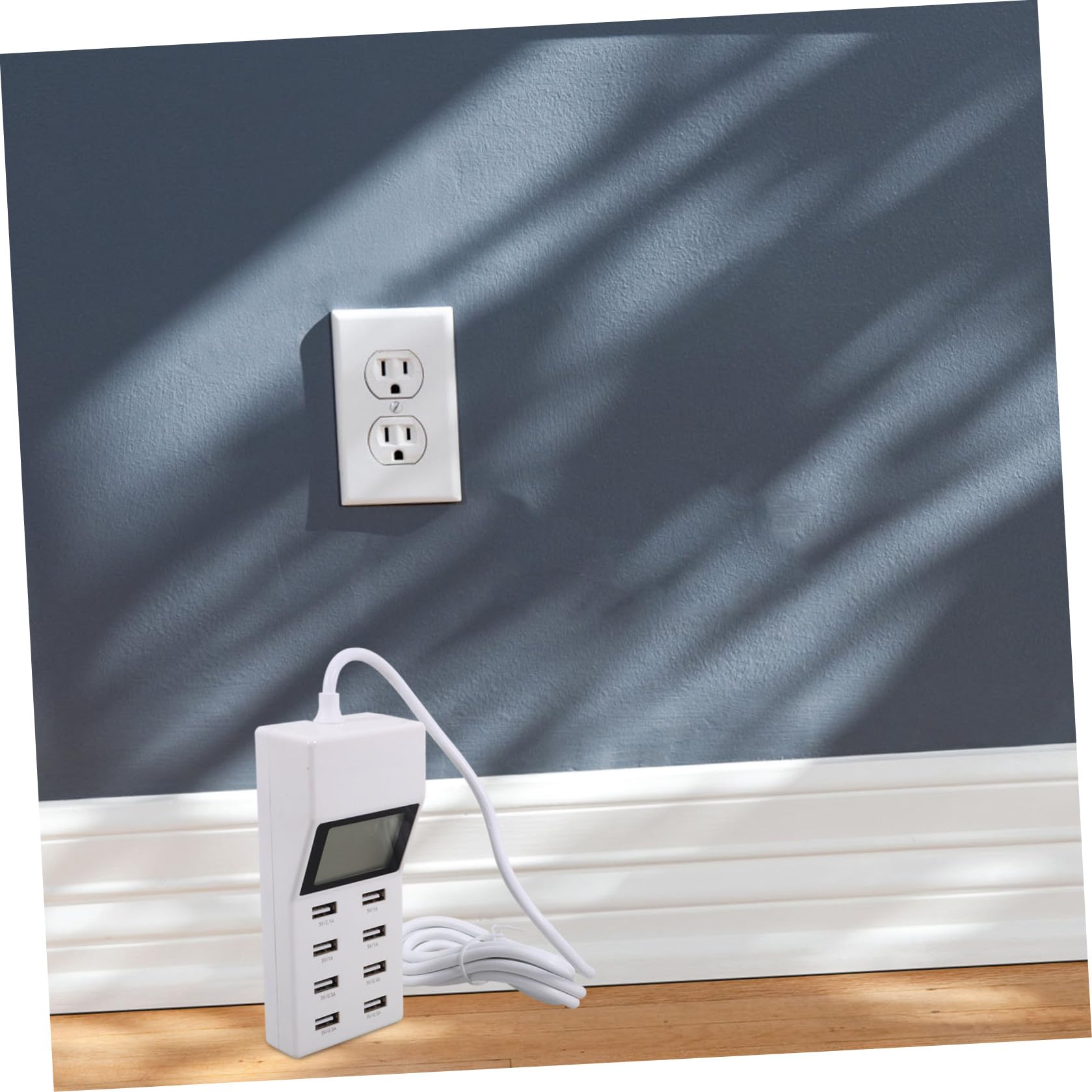 Caricabatterie USB Multiporta 8 Porte con Display Lcd, Stazione di Ricarica Intelligente Smart Ic, Protezione Sovraccarico per Smartphone e Tablet, per Casa, Ufficio e Viaggi