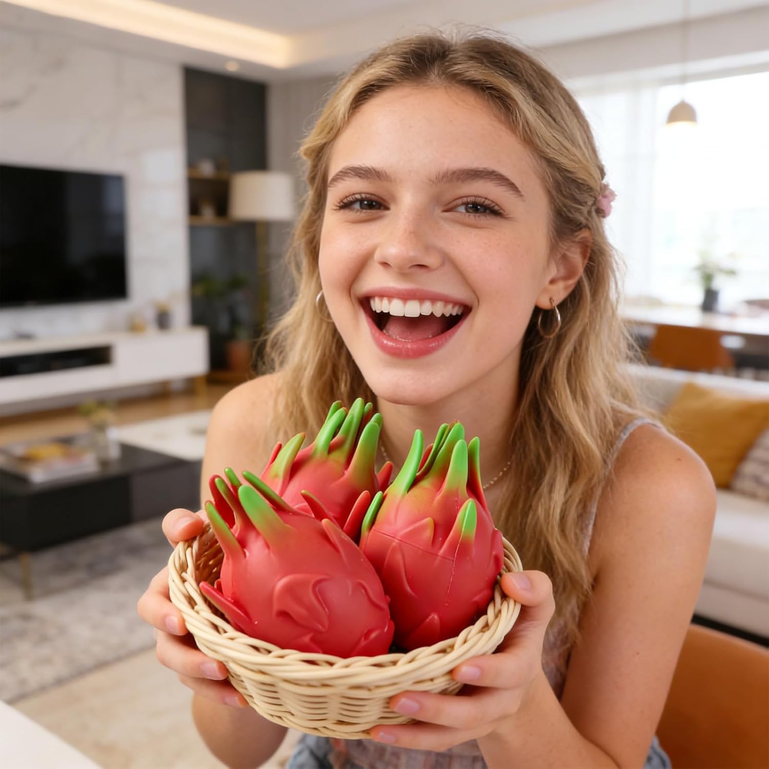 Dragon Fruit Squishy,Squishy Dragon Fruitrealistic Soft Slow Rising Stress Relief Squeeze Fruit Toy, Dragonfruit Jumbo for Adults