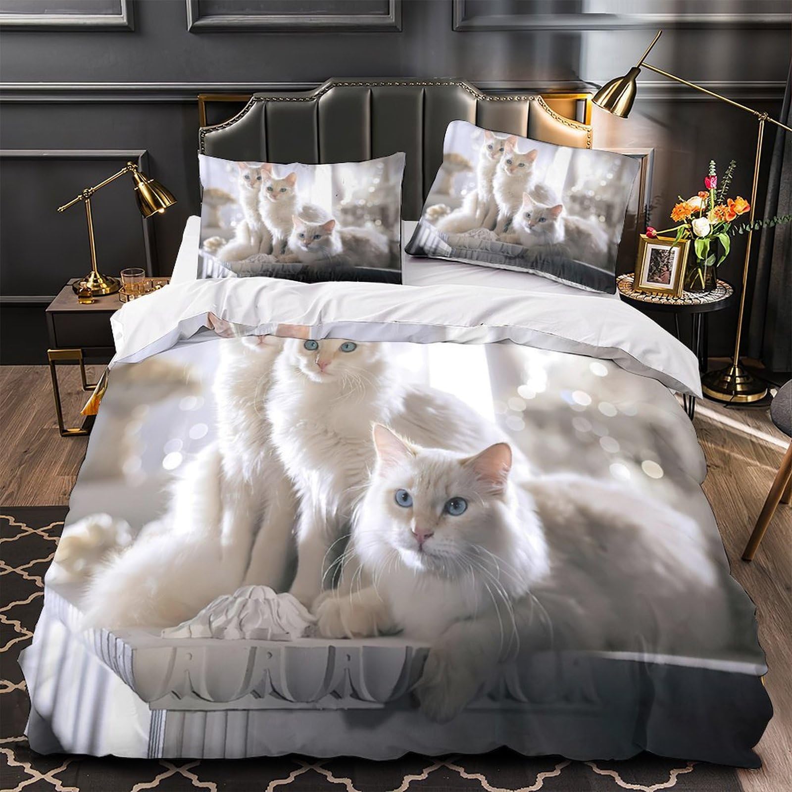 Parure de lit alpaga blanc 3D pour chambre d'enfant