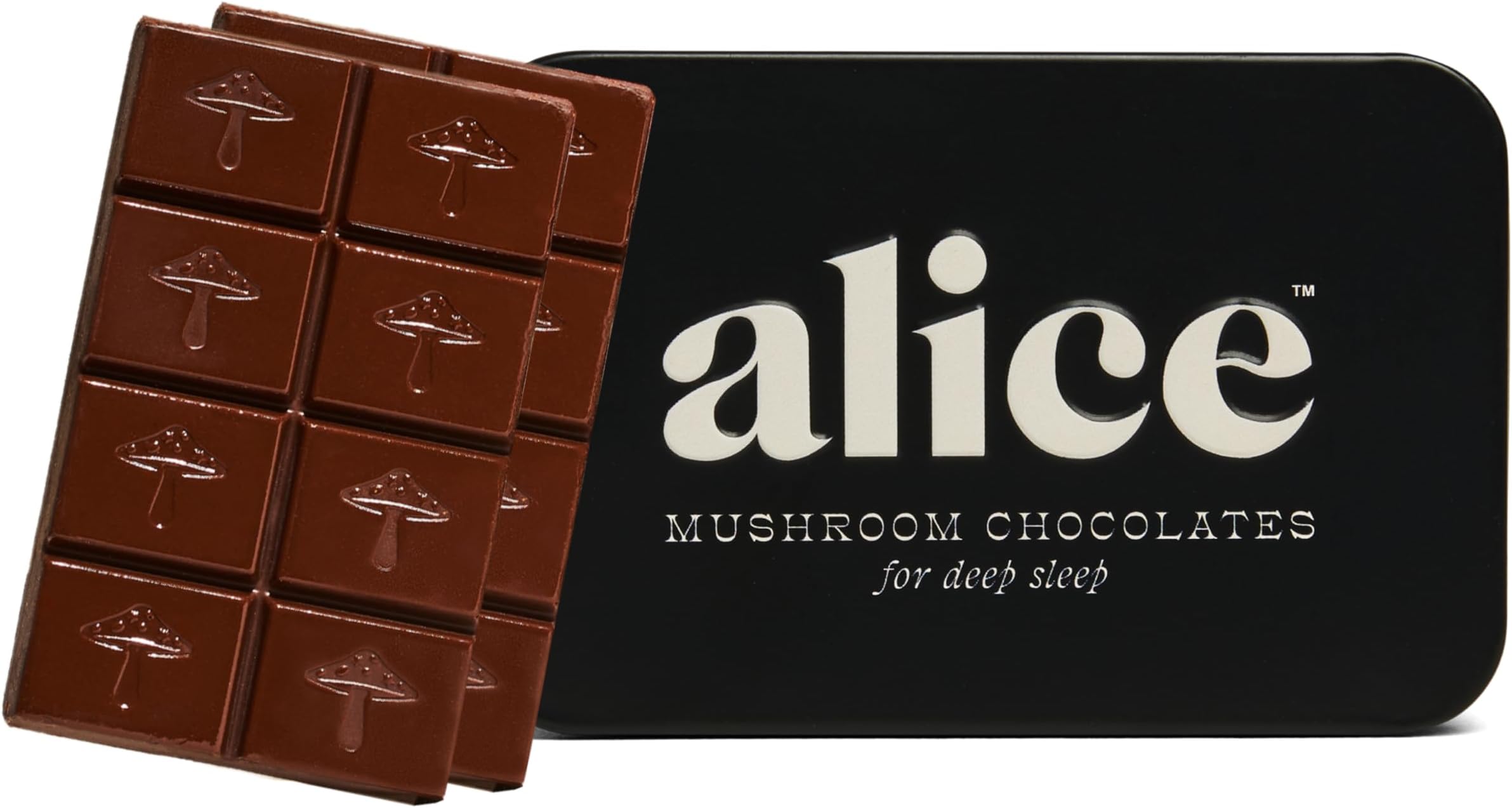 Alice Mushrooms Nightcap | Mushroom Chocolate | Supports Deep Sleep, Calm Mind and Stress Relief - Reishi & L-Theanine | Helps Cycles Sleep and Reduce Tension - Magnesium, Zinc