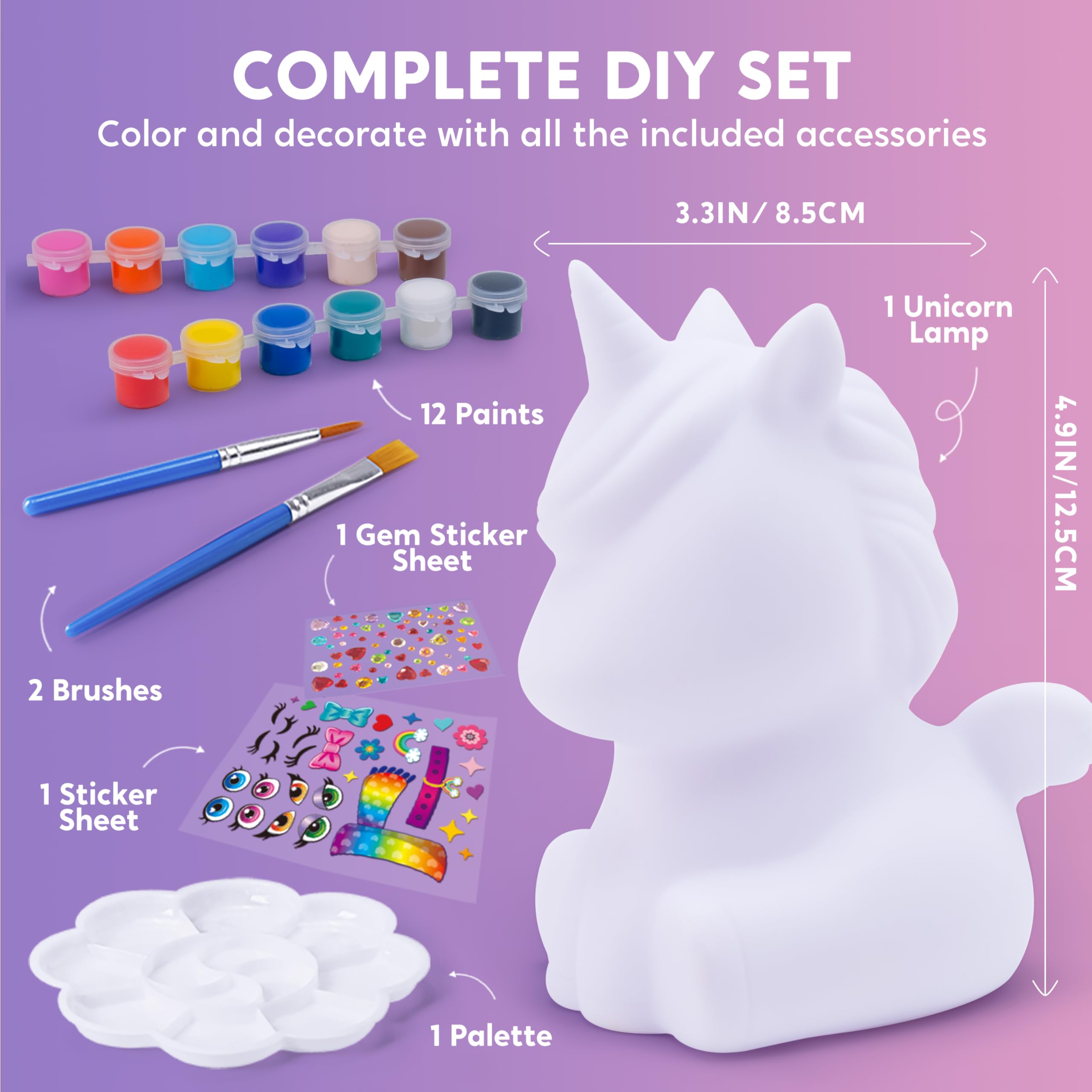Klever Kits Kit per Creare Lampada Unicorni per Bambine dai 6+ anni, Set Creativo per Bambine dai 6 ai 12 anni, Regalo Creativo per Ragazze, Giocattolo Unicorni per Bambini, Set per Dipingere e Creare