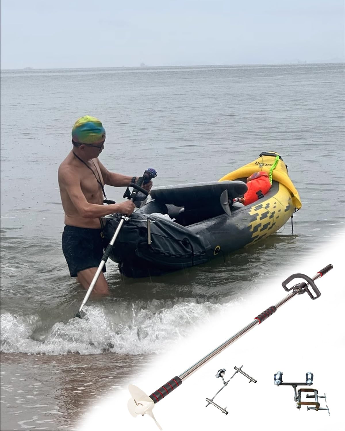 Motore Fuoribordo Elica per Tavola da Paddle Gonfiabile con Supporto, Motore Fuoribordo per Kayak da Lago E Stagno per Pedalò da Pesca, Motore Leggero per Canoa da Traina(S)