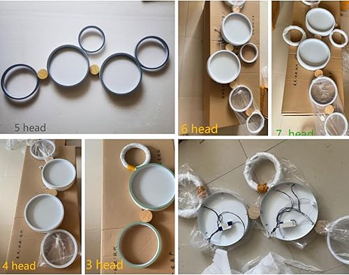 Miniatura 8 de Liudefa Lámpara de techo LED de 7 luces, 42 pulgadas, moderna lámpara de techo empotrada de madera de 47 W regulable para sala de estar, dormitorio,