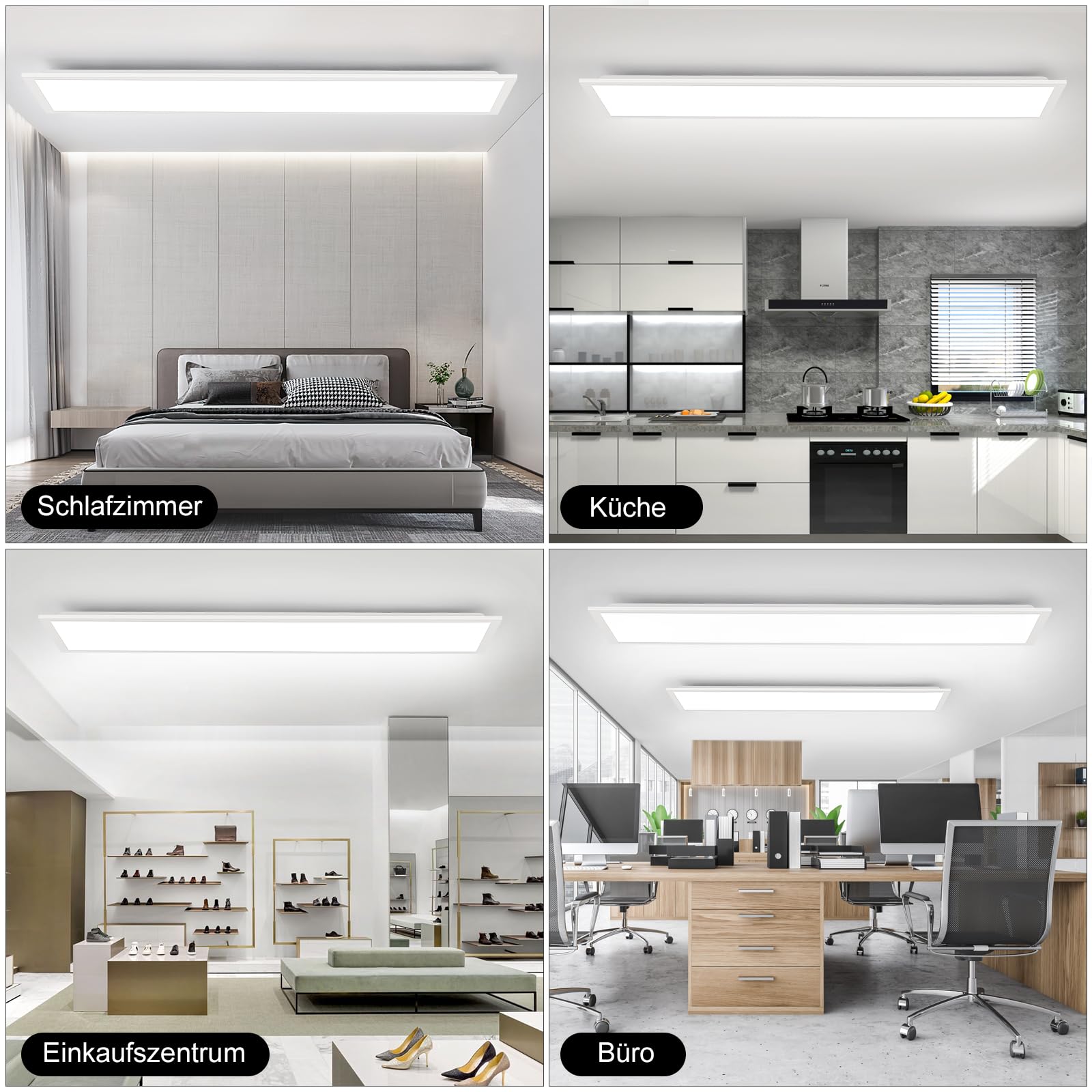 Led Deckenleuchte Panel, 120x30 cm Deckenlampe Flach Dimmbar mit Fernbedienung, 40W Deckenpanel Lampe mit Memory Funktion, 3000K-6500K LED Lichtpanel für Wohnzimmer, Flur, Schlafzimmer, Weiß