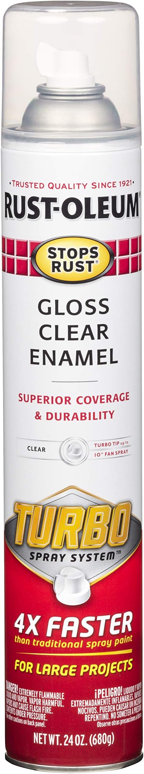 Rust-Oleum 353345 Stops Rust Turbo Spray System Spray Paint, 24 oz, Gloss Clear