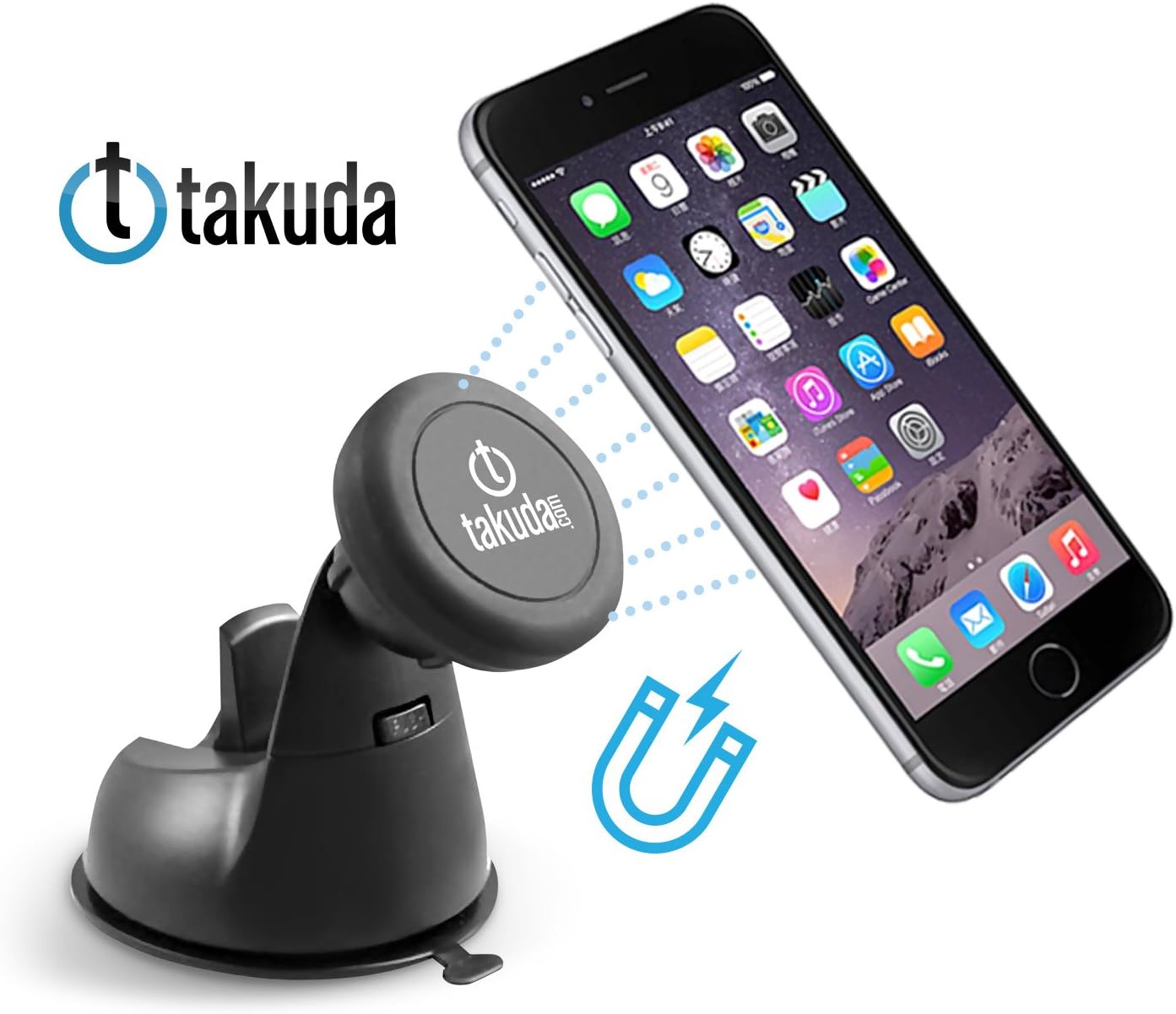 Magnet Universal Car Phone Windshield Dashboard Mount Holder, Magnetic Phone Mount for iPhone 6 Apple Samsung HTC LG Sony Huawei with Free Gift - Anti Slip Mat