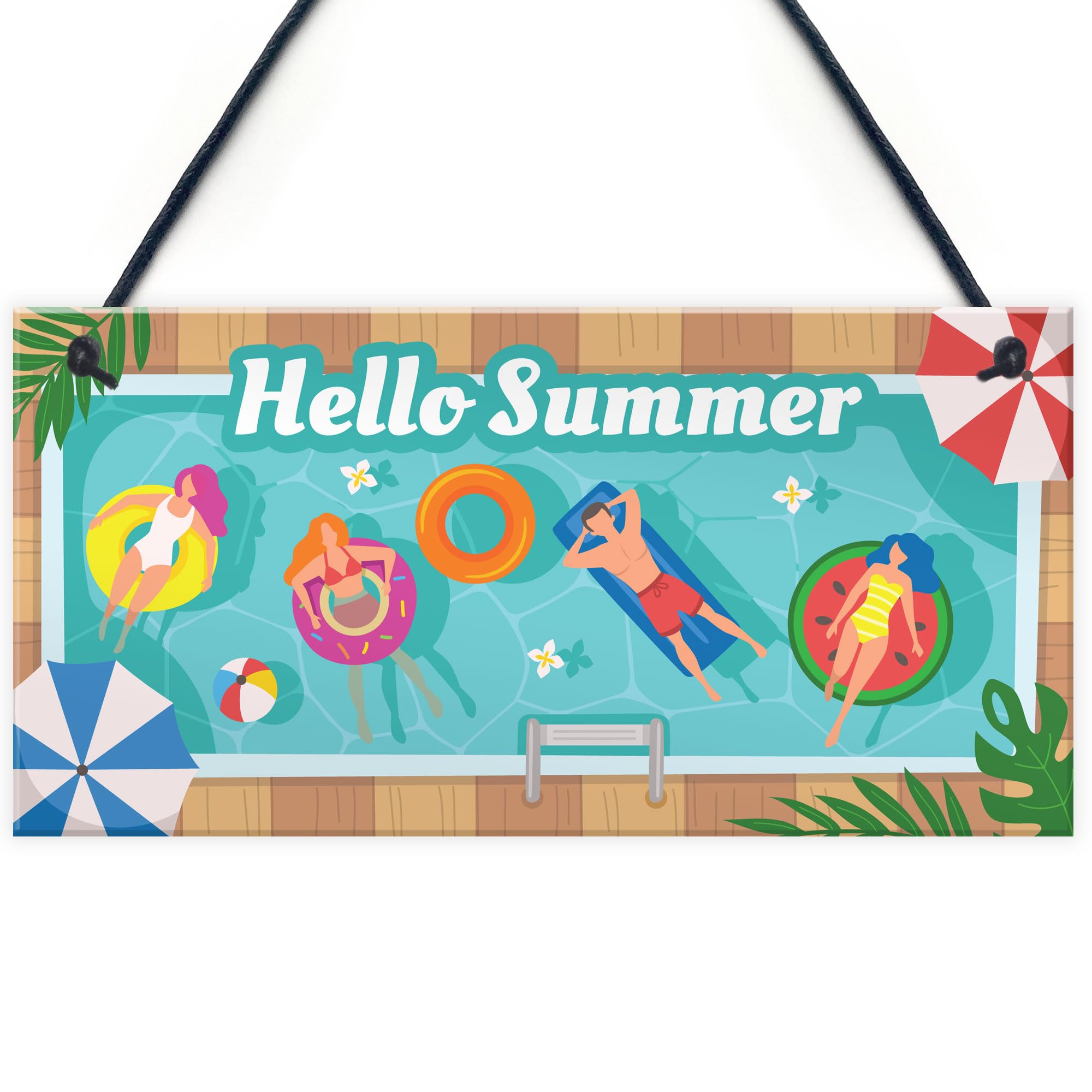 Red Ocean Summer Garden Hot Tub Accessories - Garden Decor Signs and Plaques - Swimming Pool Signs - Hot Tub Decor - Garden Shed Signs - Novelty Home Decor Gifts