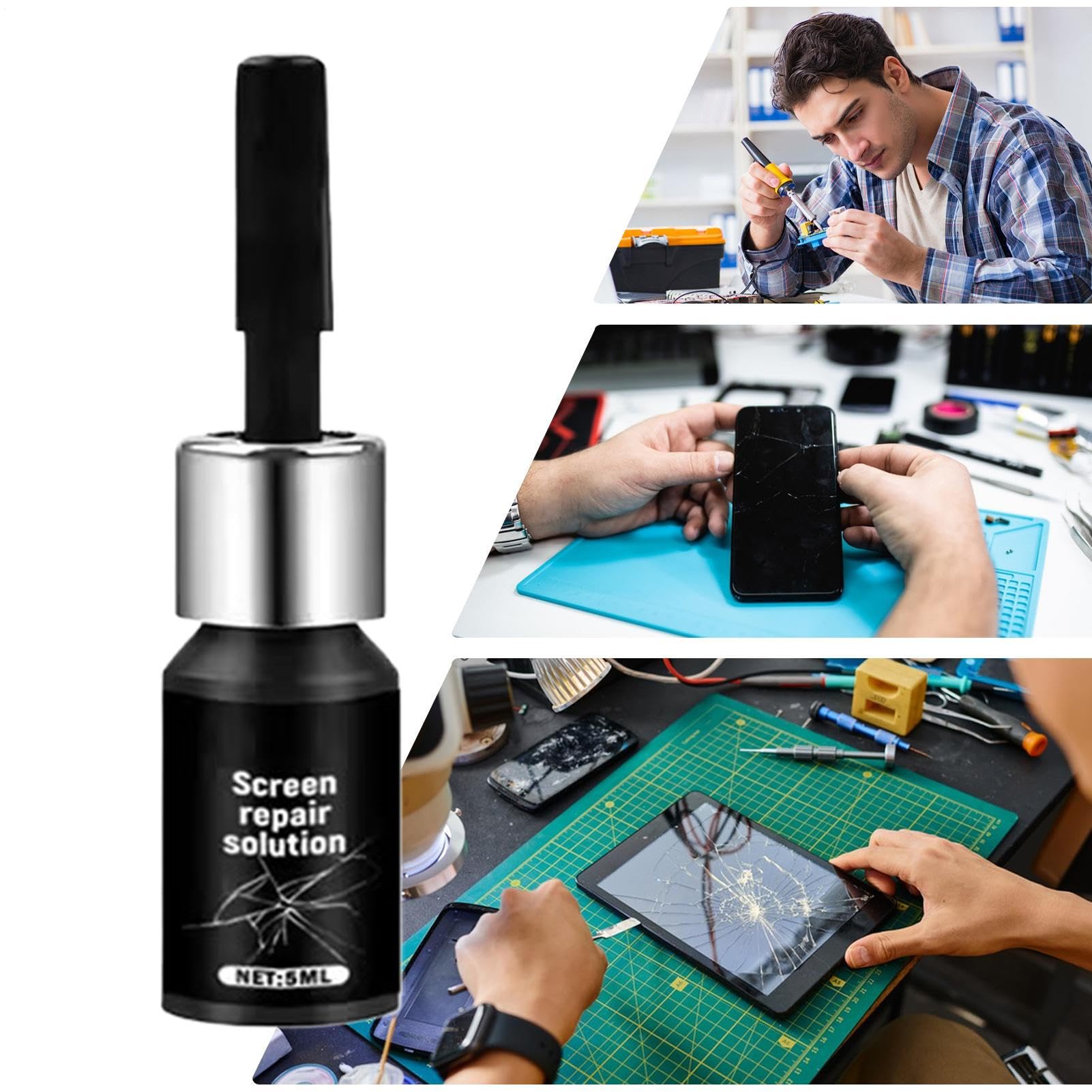 Générique Liquido Riparazione Vetri Telefono,5ml Soluzione Rapida e Universale - Soluzione di Riparazione per Vetri Domestici - per Riparare Veicoli Casa Veicolo SUV Telefono