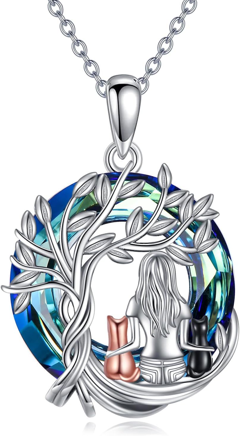 YFN Cat Necklace Sterling Silver Jewelry for Women Cat Jewelry Gifts