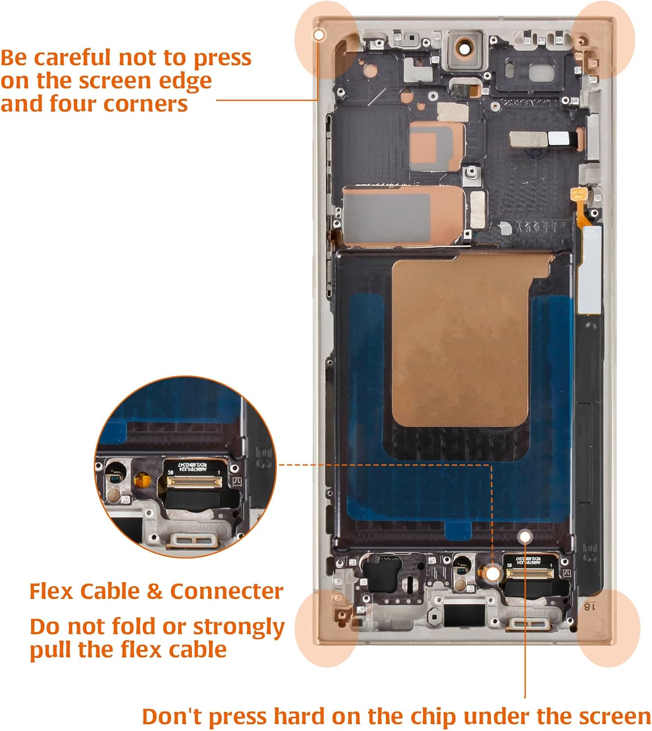 AMOLED Galaxy S24 Ultra LCD (Fingerprint Support) 6.78"+Titanium Gray/Violet/Orange Frame LCD Screen Replacement S928U S928A for Samsung Galaxy S24 Ultra Display Touch Digitizer Assembly