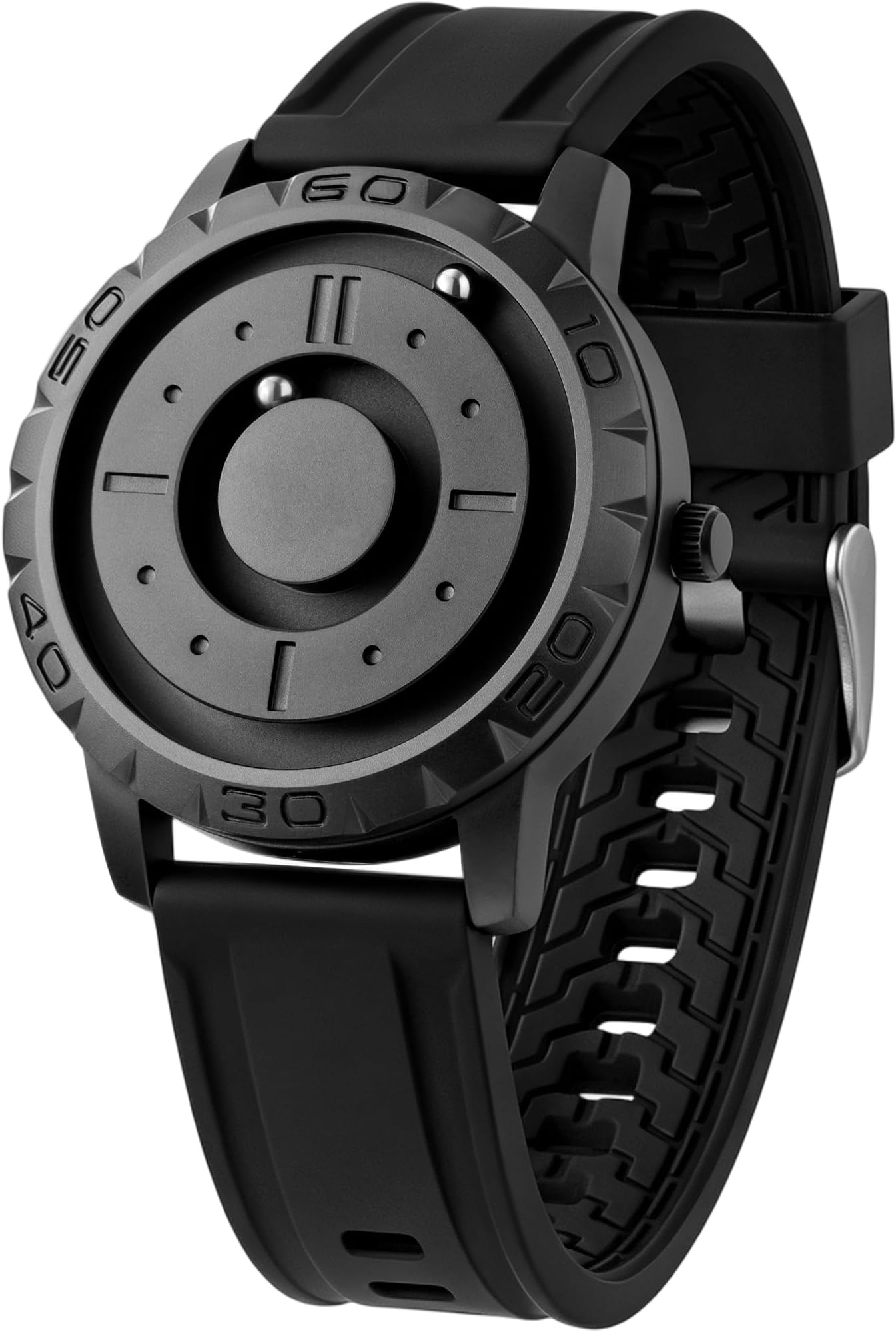 Mens Watch Magnetic Balls No Glass Minimalist Dress Simplicity Quartz Watches Silicone Stainless Steel Leather Strap