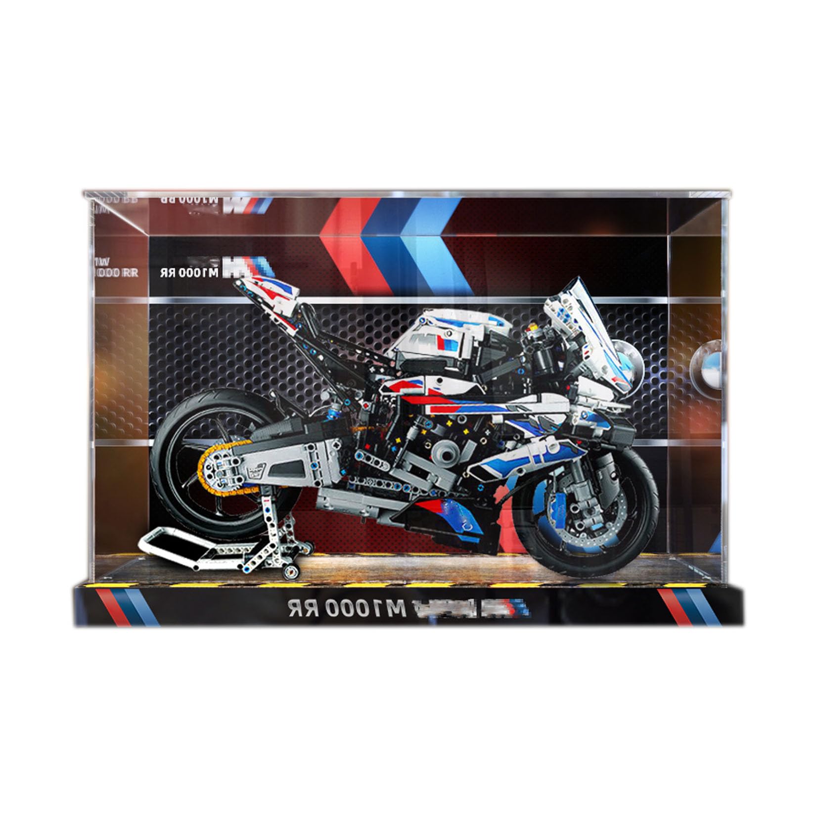 Acrylic Display Case for Lego Technic Car M 1000 RR 42130 Model - Dustproof Anti-UV Storage Box - Ideal for Collectors (Background D)