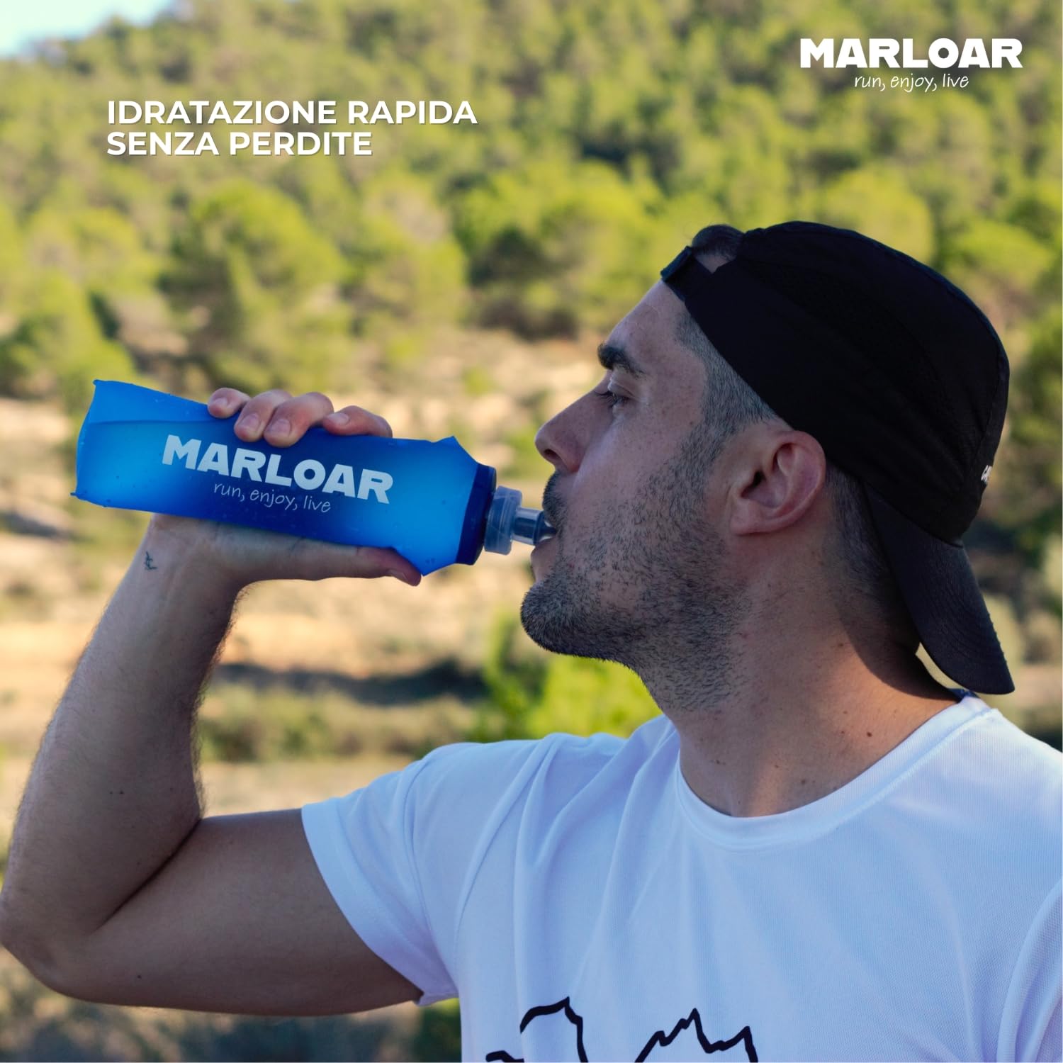 Borraccia Morbida - Soft Flask 500ml - Bottiglia pieghevole, confezione da 2 unità di Borraccia Running, trail running, escursionismo o ciclismo. Senza BPA (Blu, 500ML)