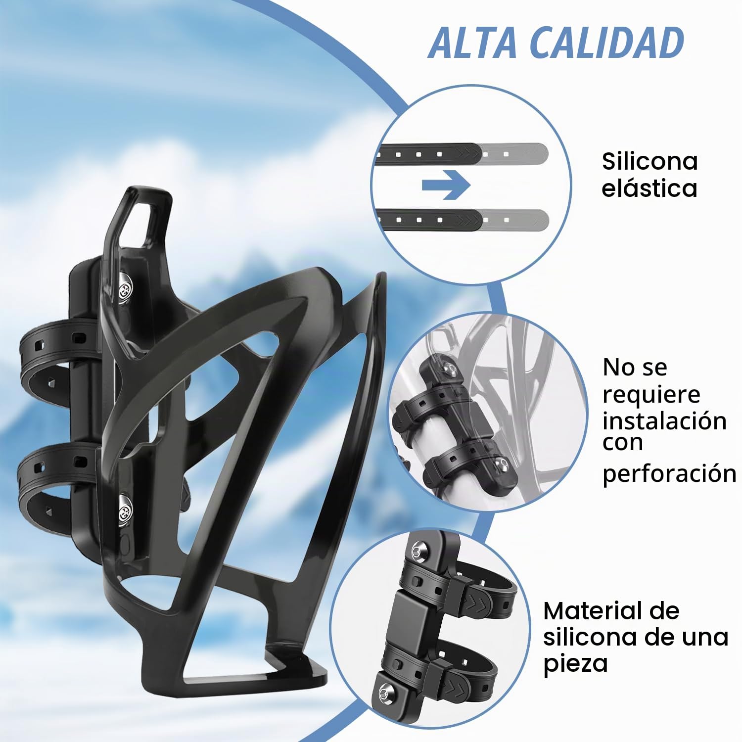 Soporte para botellas para bicicleta, soporte para bebidas sin tornillos, ligero y estable, accesorio de bicicleta para MTB, bicicleta de carretera, Gravel Bike, soporte seguro para botellas, incluye