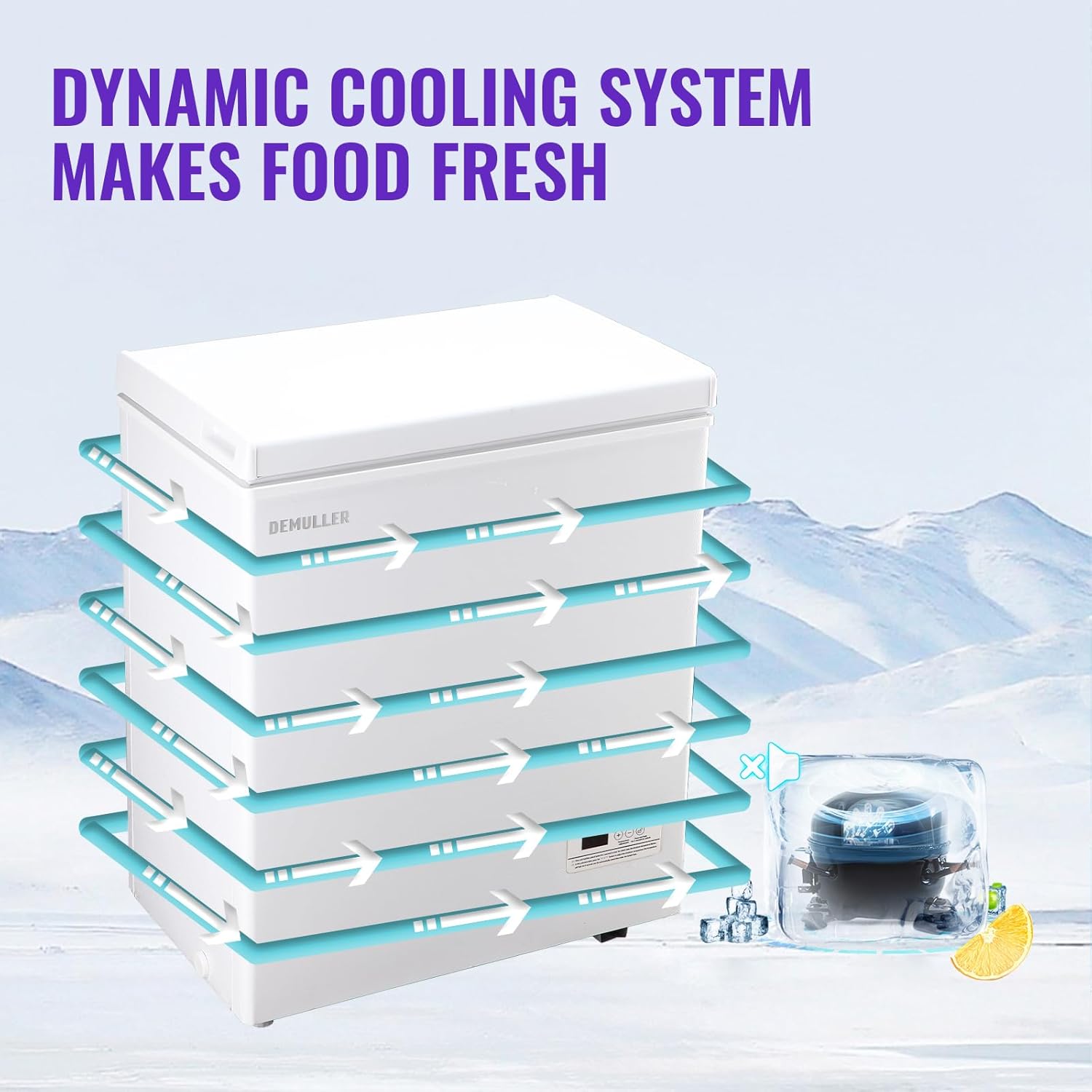 DEMULLER Chest Freezer, Small Deep 4.0 Cubic Feet White Freezing Machine, Compact Top Open Door with Electronic Panel, Temp Range -12 ℉ to 50 ℉, Two Storage Wire Baskets, Manual Defrost