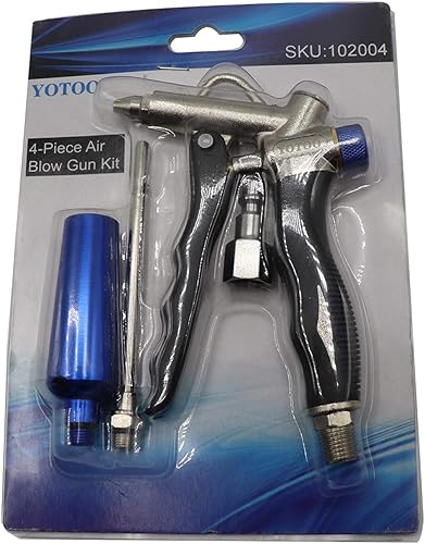 Miniatura 7 de YOTOO Kit de pistola de soplado de aire de 2 vías con flujo de aire ajustable, boquilla extendida, boquilla de alto flujo y enchufe rápido hembra