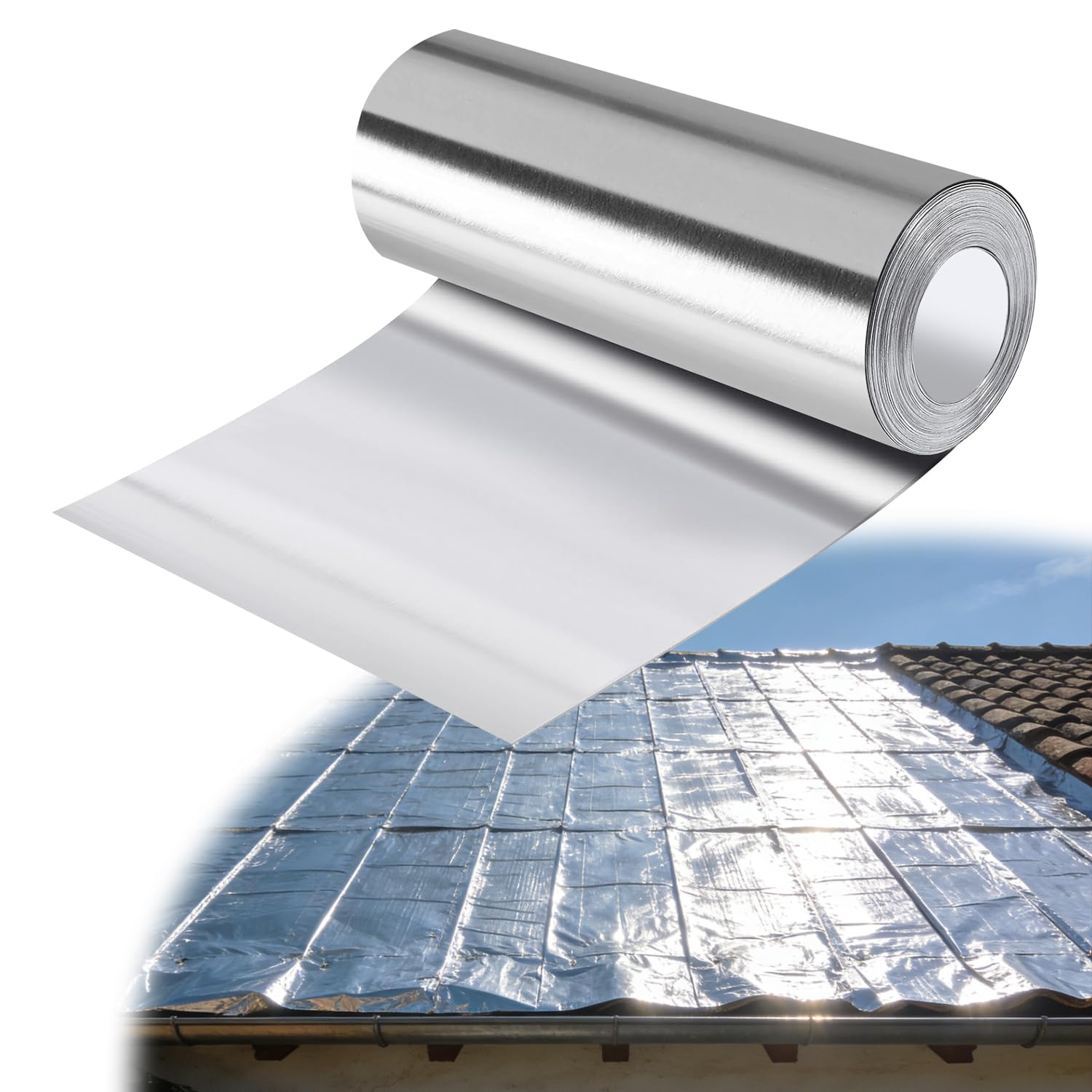 Rollo de aluminio intermitente de 4 x 65 pies para sellar ventanas y aislamiento de cubiertas