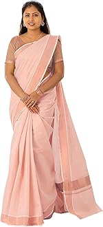 YETTALAN® Womens Kerala Traditional Tissue Saree with Running Blouse Piece