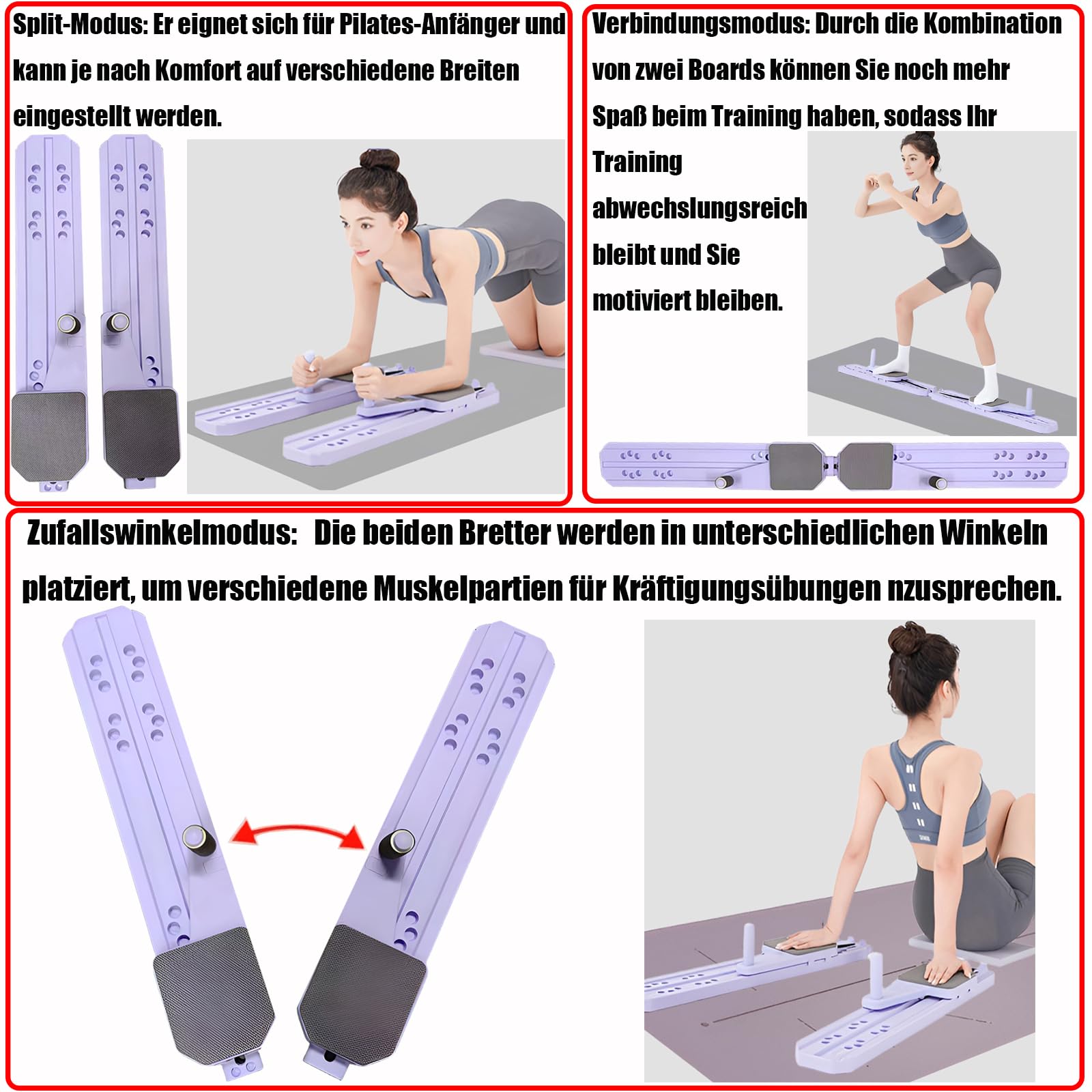 Pilates Reformer Board Machine, Multifunktional Fitness Brett Set Mit Push-Up Griff & Automatische Rebound Ab Roller, Zuhause Gym Workout Geräte Für Ganzkörper Exercise