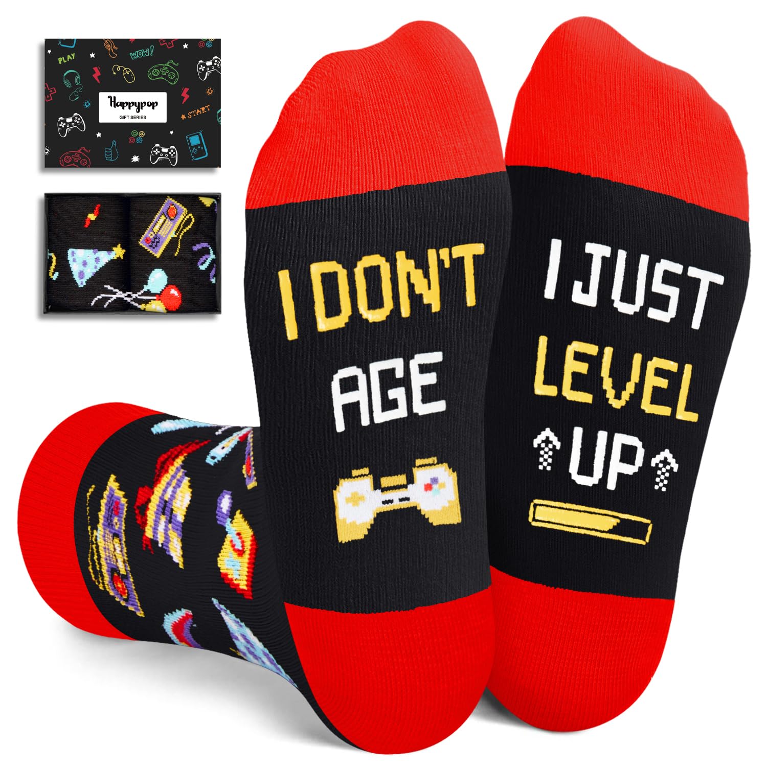 Gamer Gifts Teen Boys Men - Gaming Socks for Kids Aged 4-18, Video Game Gifts Ideas