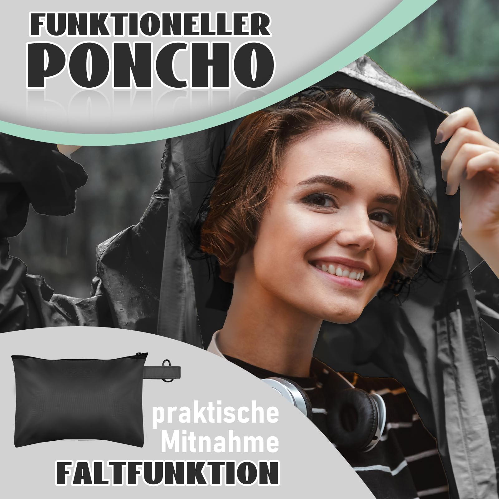 Wasserdichter Regenponcho mit Tragetasche, Winddichte Regenbekleidung für Damen & Herren, Leicht & Kompakt für Fahrrad fahren, Reise, Trekking, Wiederverwendbarer Regenmantel