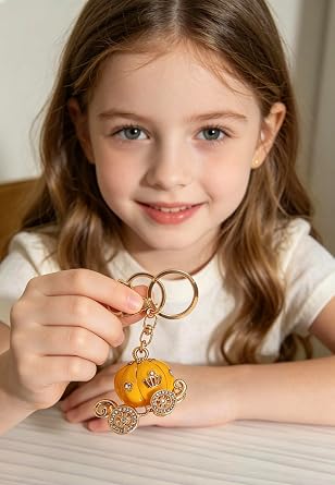 Pumpkin Keychain Car Enamel Keychain for Women Keyring - Grade Resin Charm Pumpkin Diamond Keychain