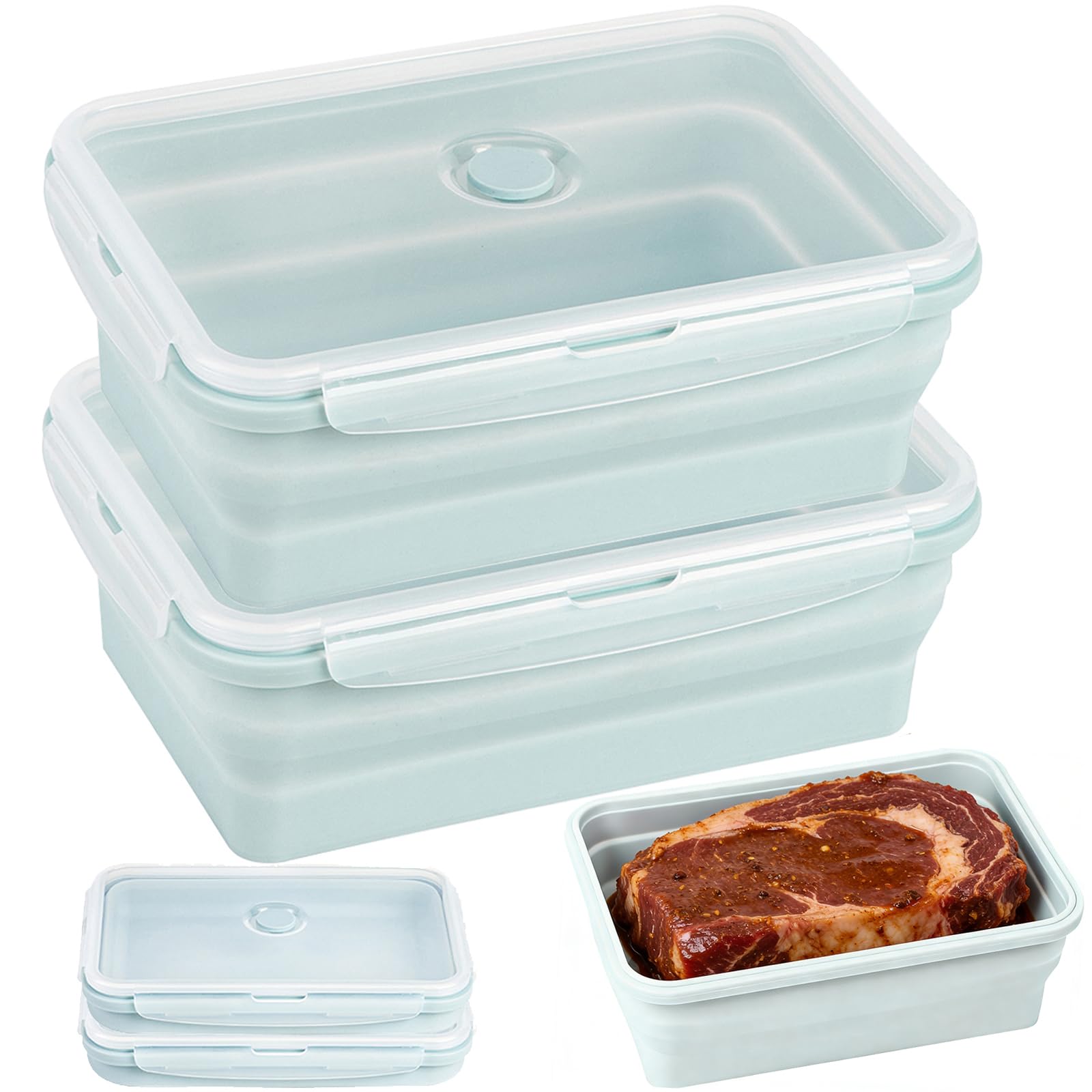 Silicone Food Storage Containers with Lids, 2Pack Set 2000ml Lunch Boxes — image 1