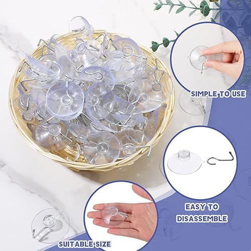 Miniatura 6 de Unittype 120 ganchos de pared con ventosa de PVC, reutilizables, transparentes, con ganchos de metal, prácticos suministros para colgar sin clavos