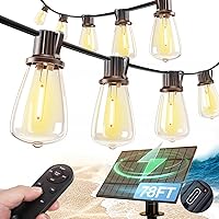 Vista 11 de addlon Tira de luces solares de 54 pies (48+6) para exteriores, impermeable, con puerto USB y control remoto, luces solares regulables para patio