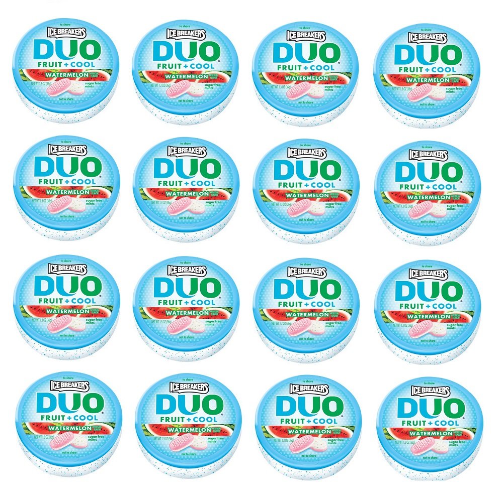 Ice Breakers Duo Watermelon Mints, 1.3-Ounce Pucks(Pack of 16)