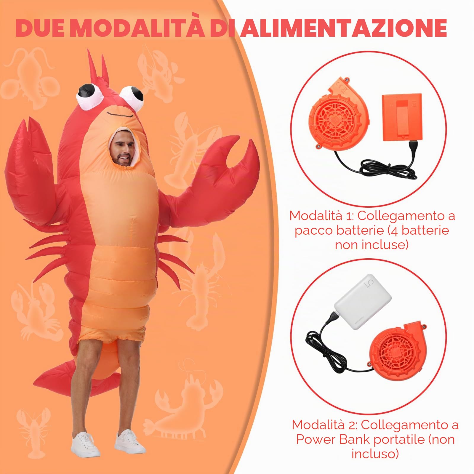 Costume gonfiabile da aragosta per adulti e bambini, costume gonfiabile a forma di aragosta per Halloween per uomini e donne, divertenti costumi per feste in maschera (adulti)