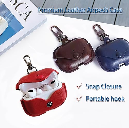 Miniatura 5 de AirPods 3 Funda de cuero para Apple AirPods de 3 generación de moda, funda negra con cierre a presión, funda de carga (negro)