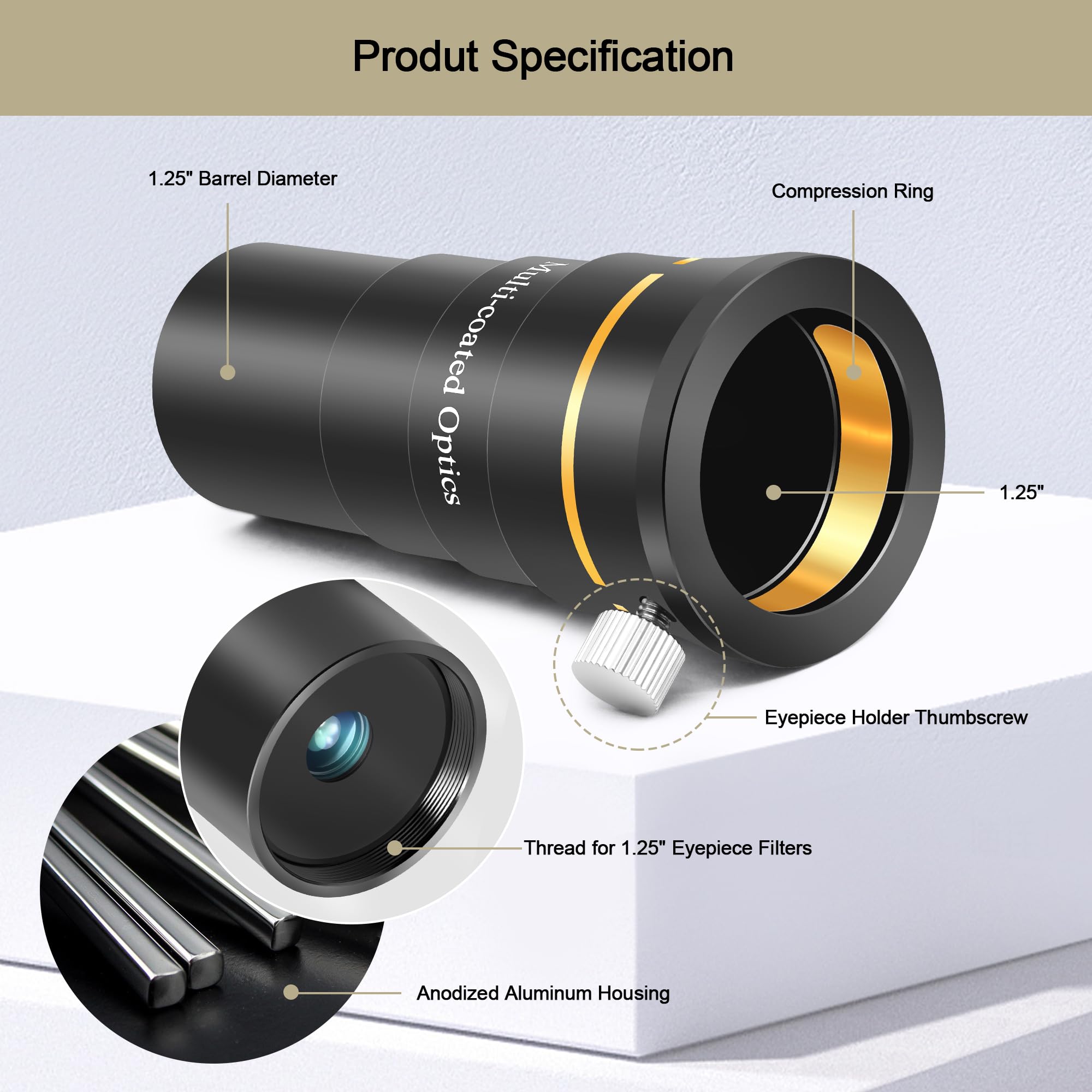 Astromania 1,25 "4-Elements 5 x Lente Barlow con multirrecubrimiento Optics